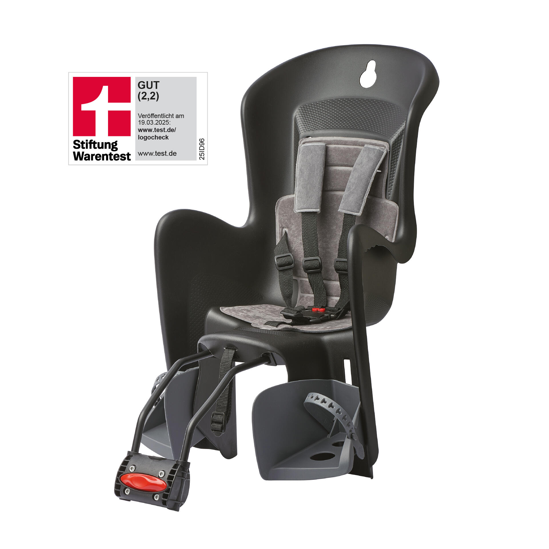 POLISPORT MOVE Silla Bicicleta Trasera Ninõ Cuadro BILBY Negro/Gris