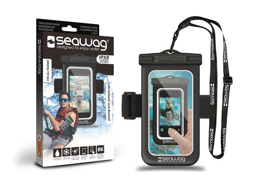 Seawag Pochette Étanche Smartphone 5,7" Noir & Blanc + Bracelet