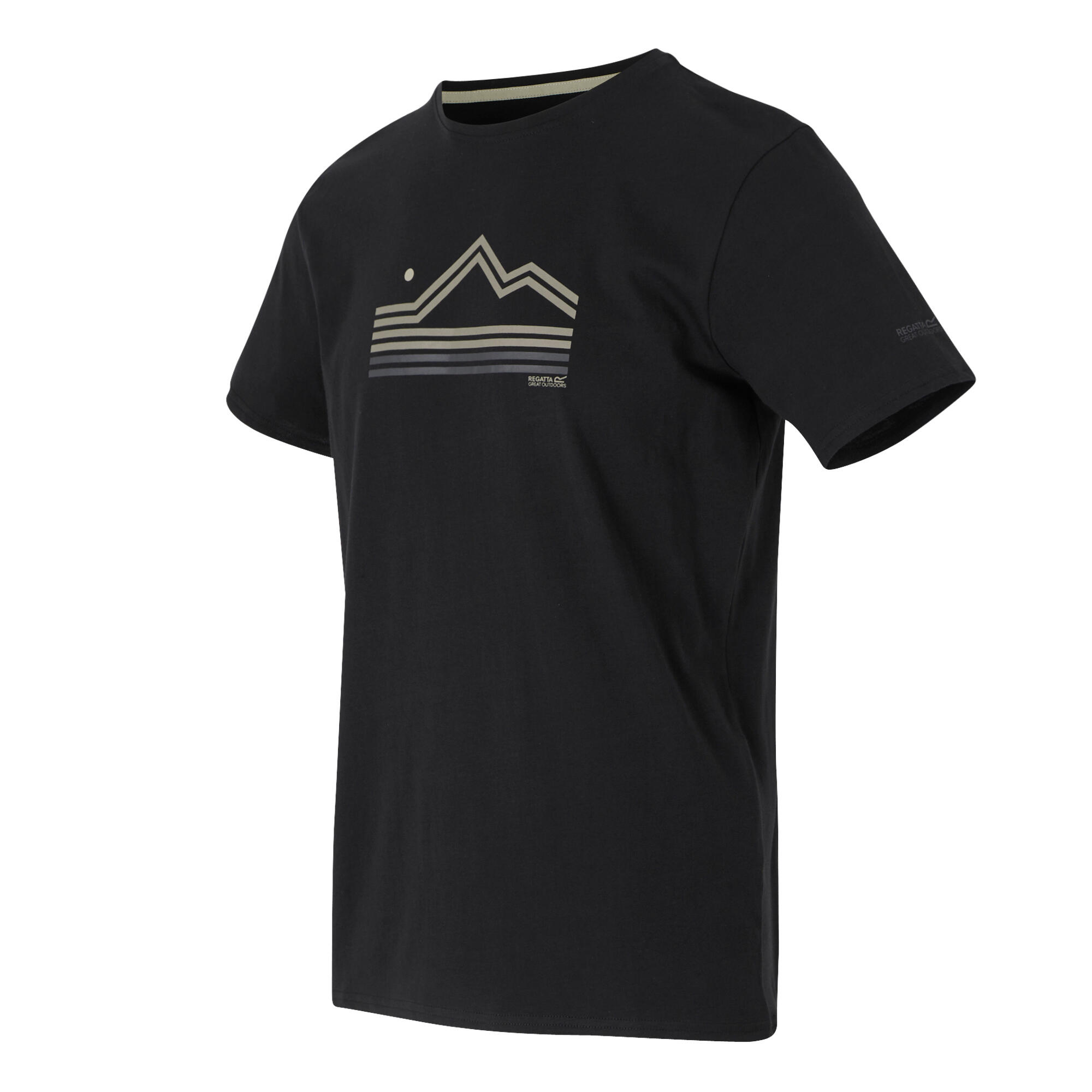 Mens Breezed V Abstract Mountain TShirt (Black) 3/4