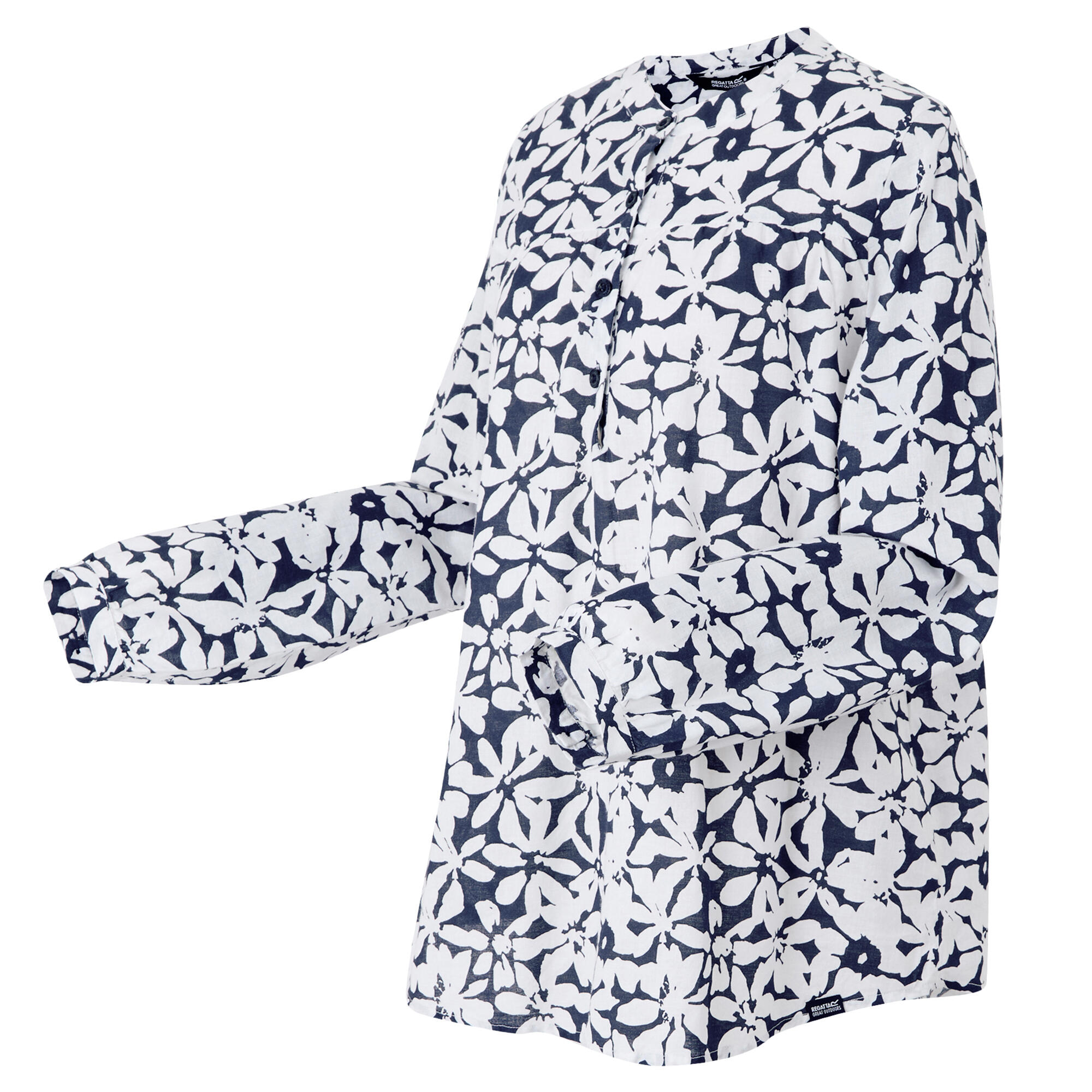 Dames Natine Large Bloemig Lichtgewicht Shirt (Marine, Wit) 3/5