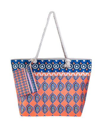 SAC DE PLAGE IMPRIMÉ AVEC PORTE-MONNAIE EN PLUME