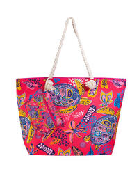 SAC DE PLAGE IMPRIMÉ AVEC PORTE-MONNAIE TORTUE ROSE