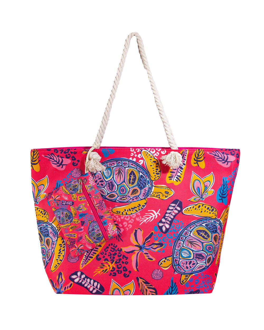 SUN & SURF BEDRUKTE STRANDTAS MET ROZE SCHILDPADBEURTJE