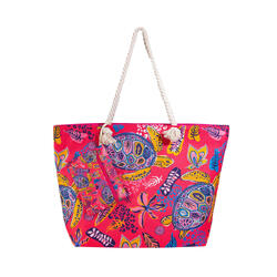 SAC DE PLAGE IMPRIMÉ AVEC PORTE-MONNAIE TORTUE ROSE