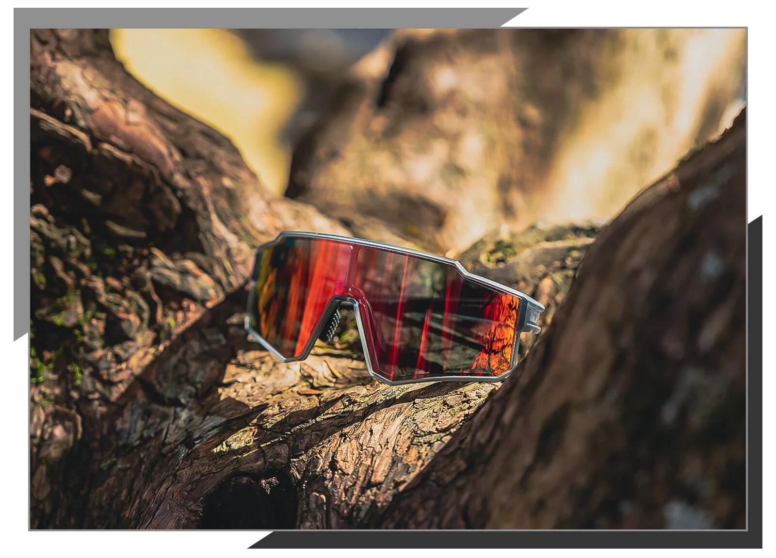 Polarisierte Sport-Fahrradbrille, Schwarz/Rot 3/3