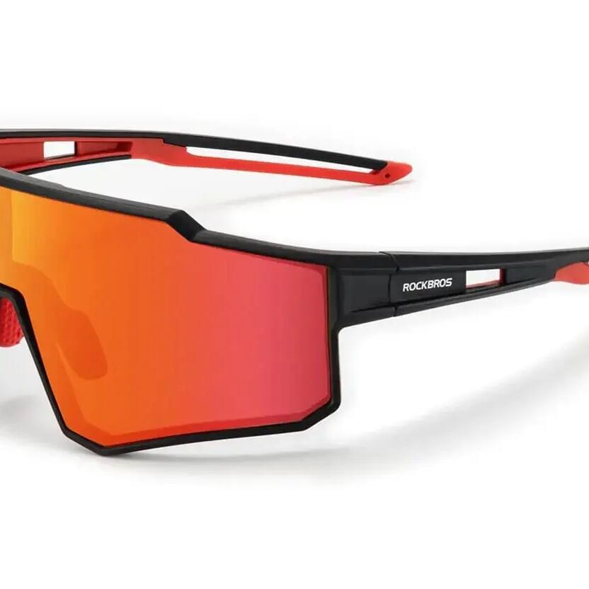 Polarized Sports Cycling Glasses, Black/Red