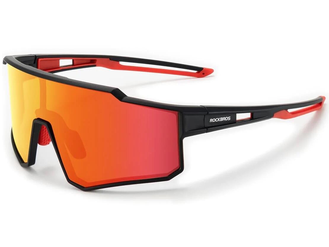 ROCKBROS Occhiali da Ciclismo Sportivi Polarizzati, Nero/Rosso