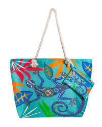 SAC DE PLAGE IMPRIMÉ AVEC PORTE-MONNAIE LÉZARD