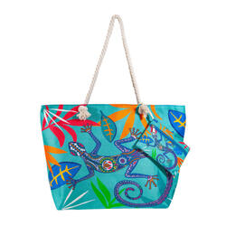 SAC DE PLAGE IMPRIMÉ AVEC PORTE-MONNAIE LÉZARD