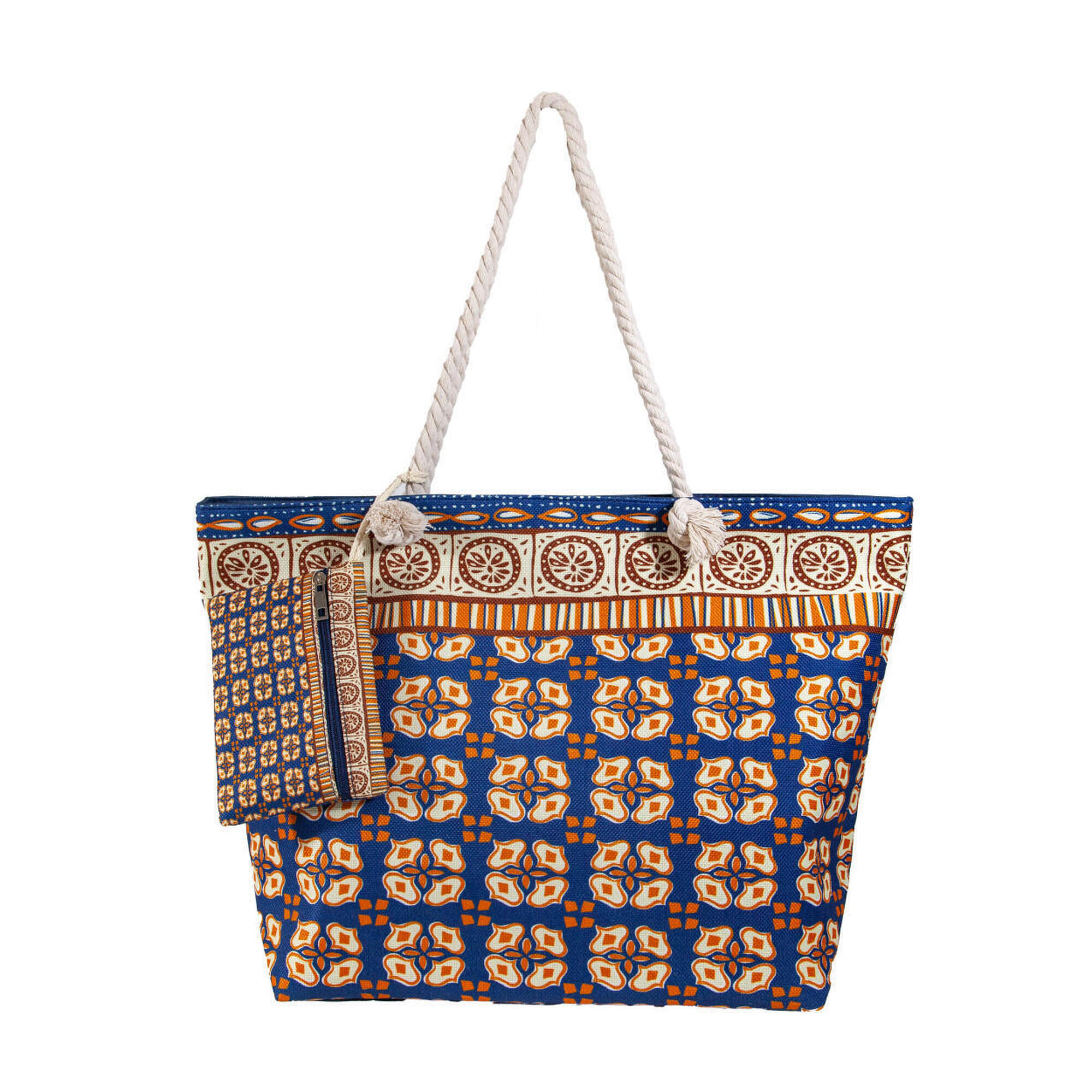Sun & Surf - Sac De Plage Imprimé Avec Porte-monnaie India - Sac - Bleu - Taille Unique - Decathlon