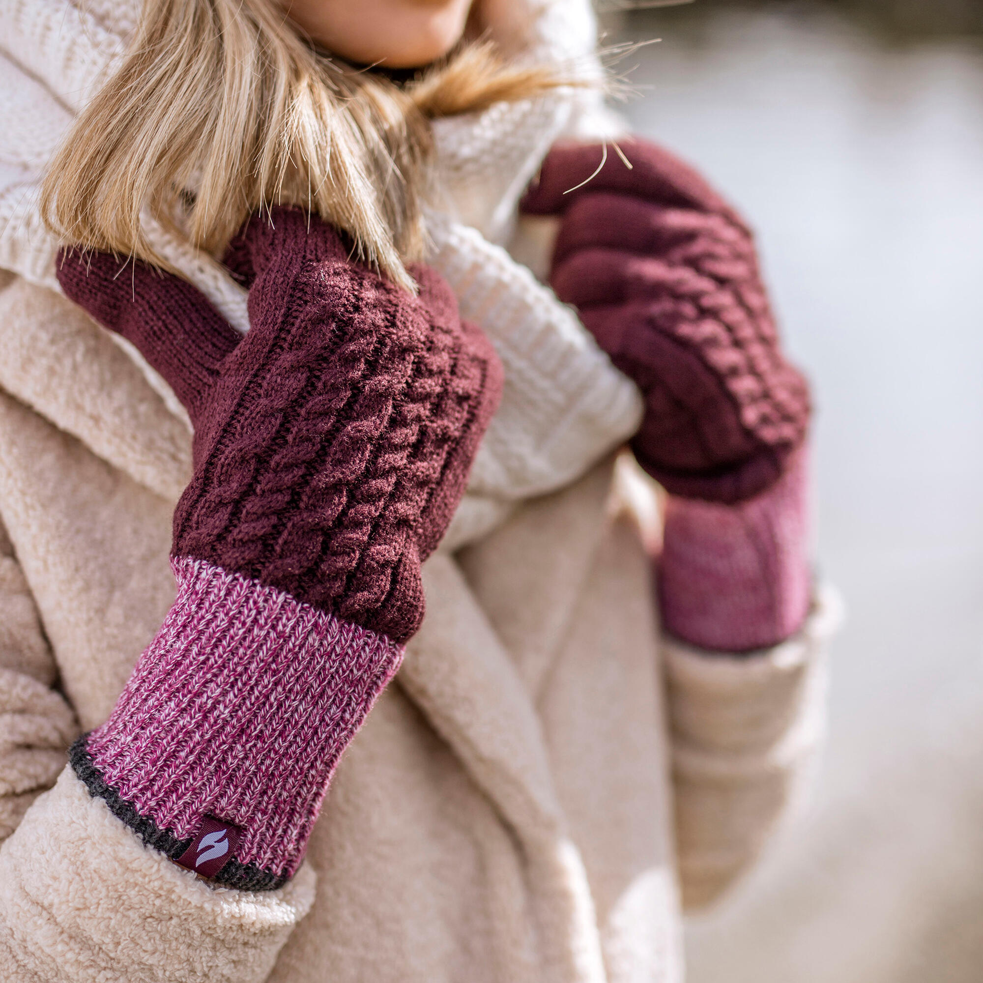 Womens Patterned Fleece Lined Warm Thermal Gloves for Winter 4/5