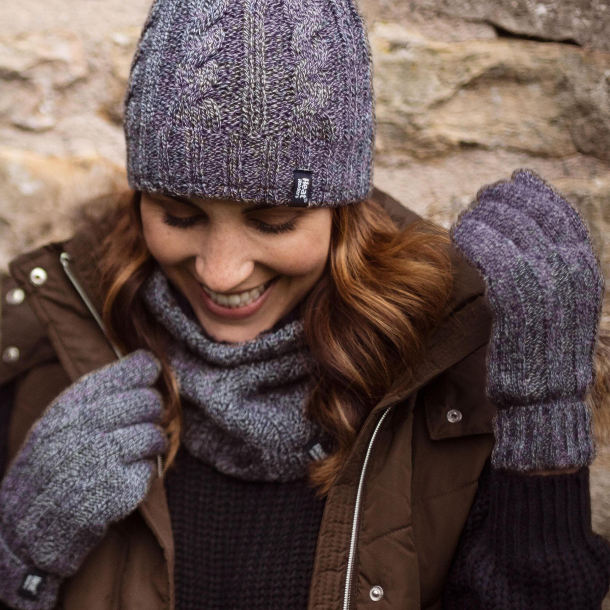 Ladies Cable Knit 2.3 Tog Fleece Lined Thermal Winter Gloves 5/5