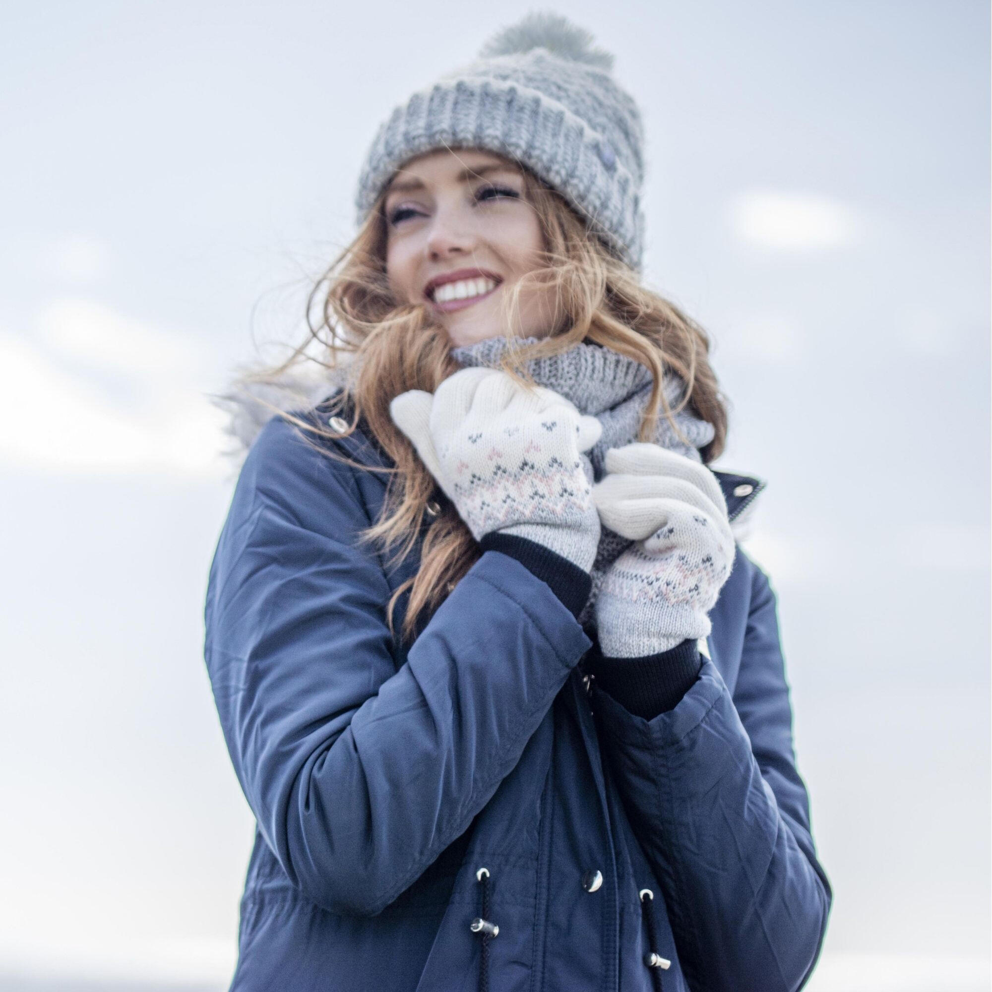 Ladies Fairisle Fleece Lined Knitted Warm Winter Thermal Gloves 4/5