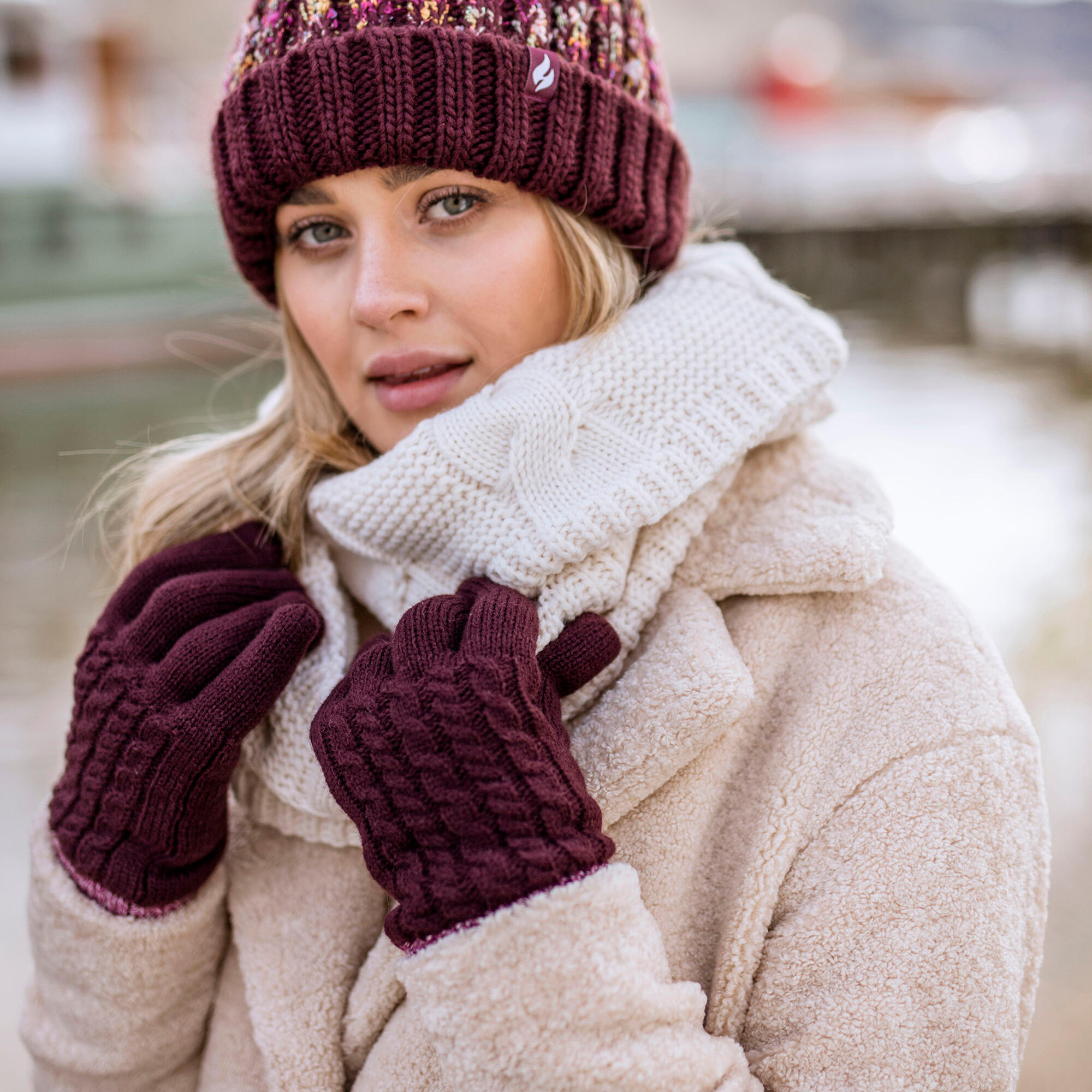 Womens Patterned Fleece Lined Warm Thermal Gloves for Winter 5/5