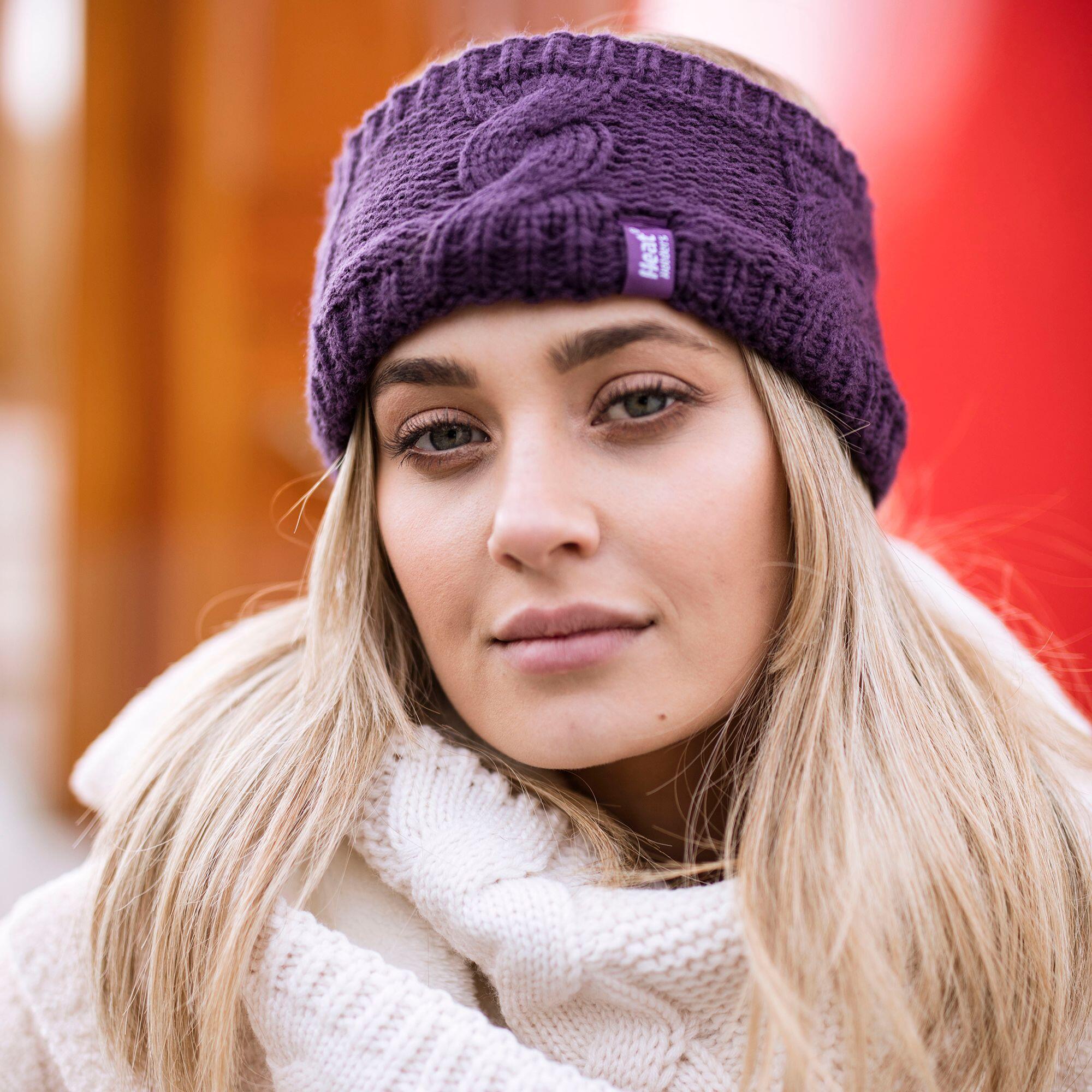 Ladies Cable Knitted Fleece Lined Thermal Winter Ear Warmer Headband 5/5