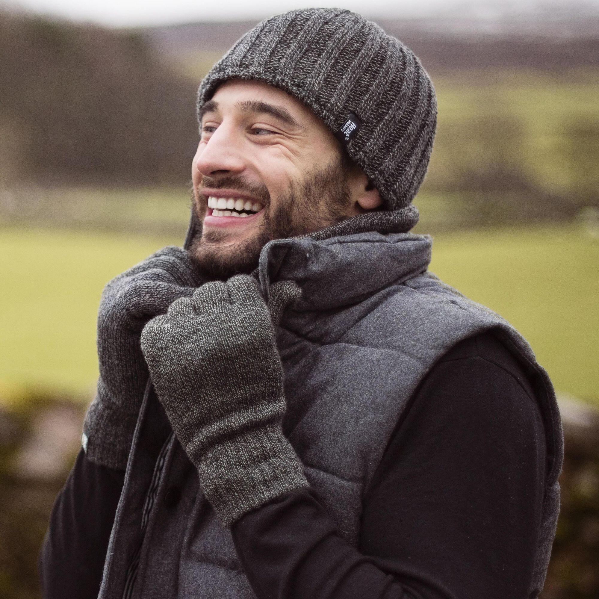 Mens 3.4 TOG Soft Fleece Lined Ribbed Knitted Thermal Winter Hat 4/5