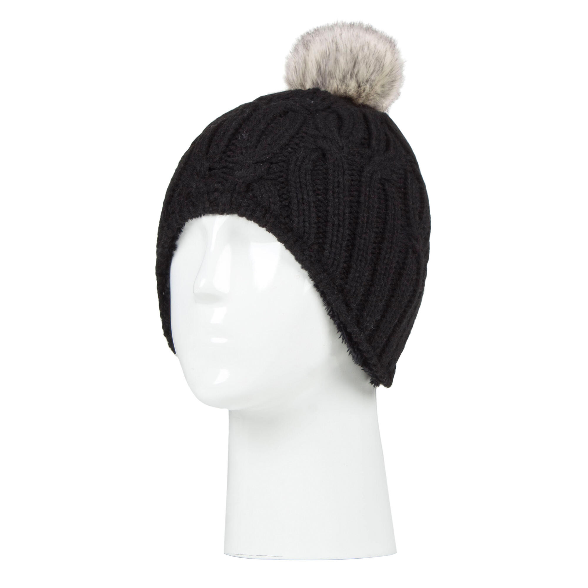 Girls Cable Knitted Beanie Hat with Pom Pom Bobble for Winter 3/4