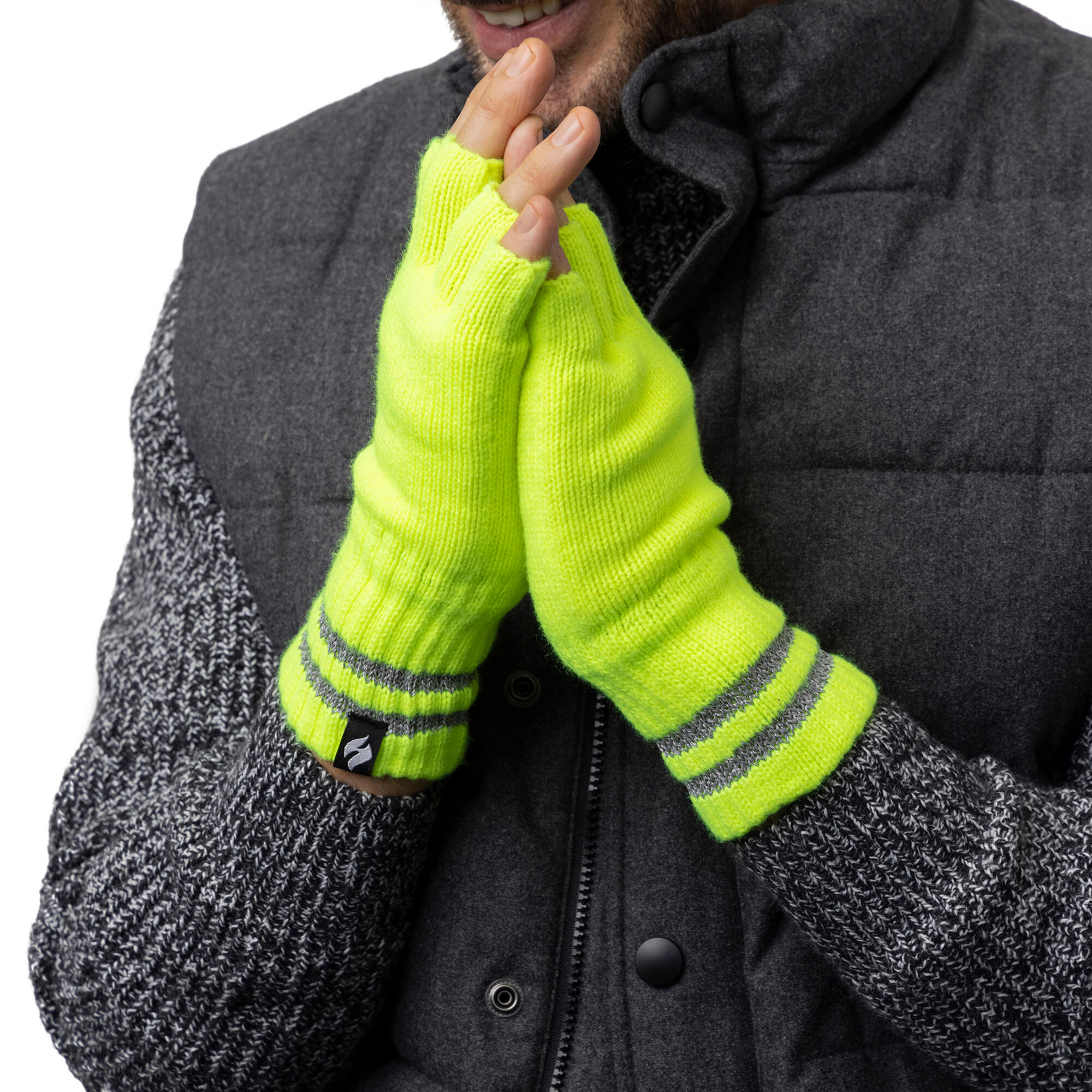 Heat Holders - 1 Paire Homme Gants Demi Doigt Hiver Thermique Polaire 3/6