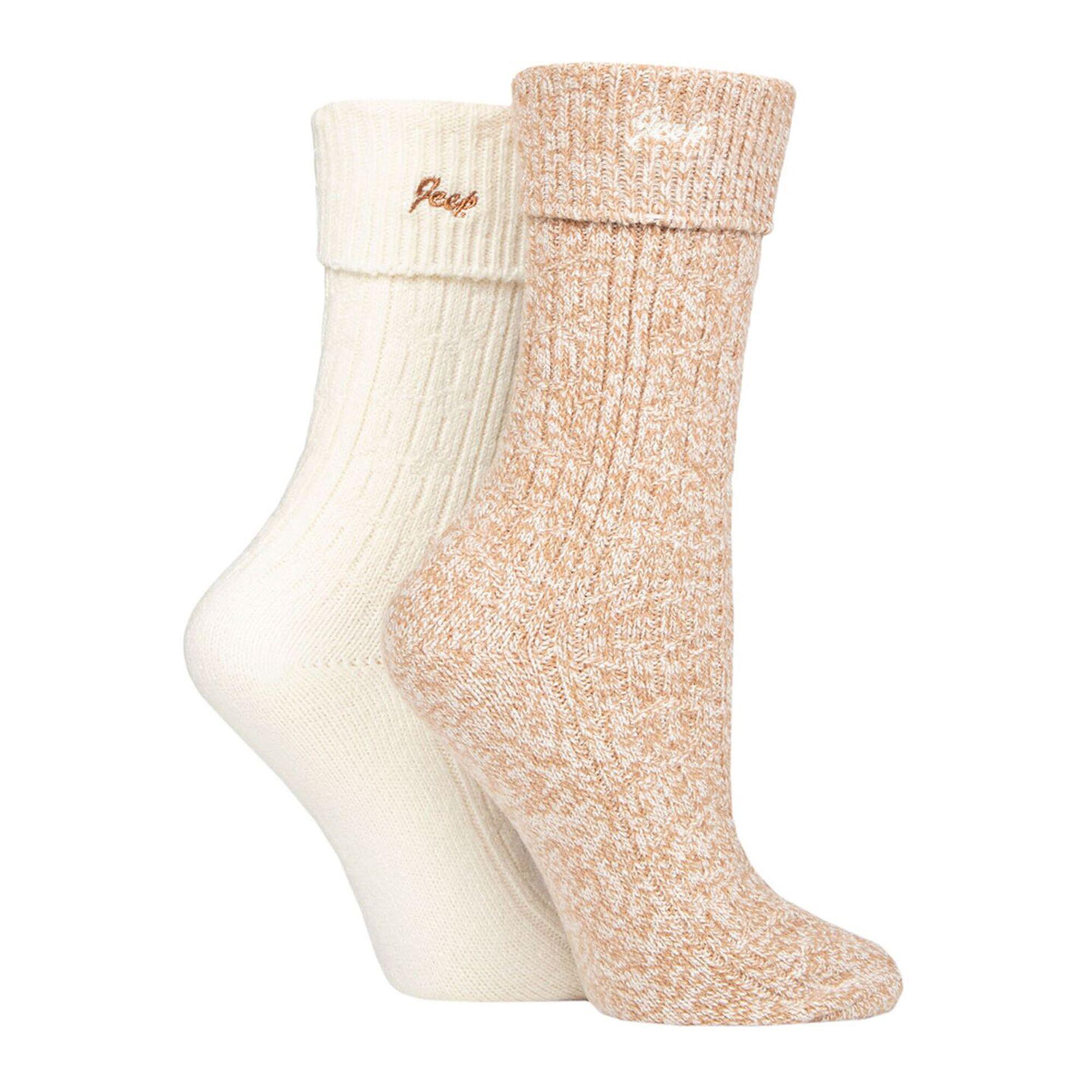 2 Pack Ladies Turn Cuff Boot Socks | Performance Polyester Walking Socks 3/3