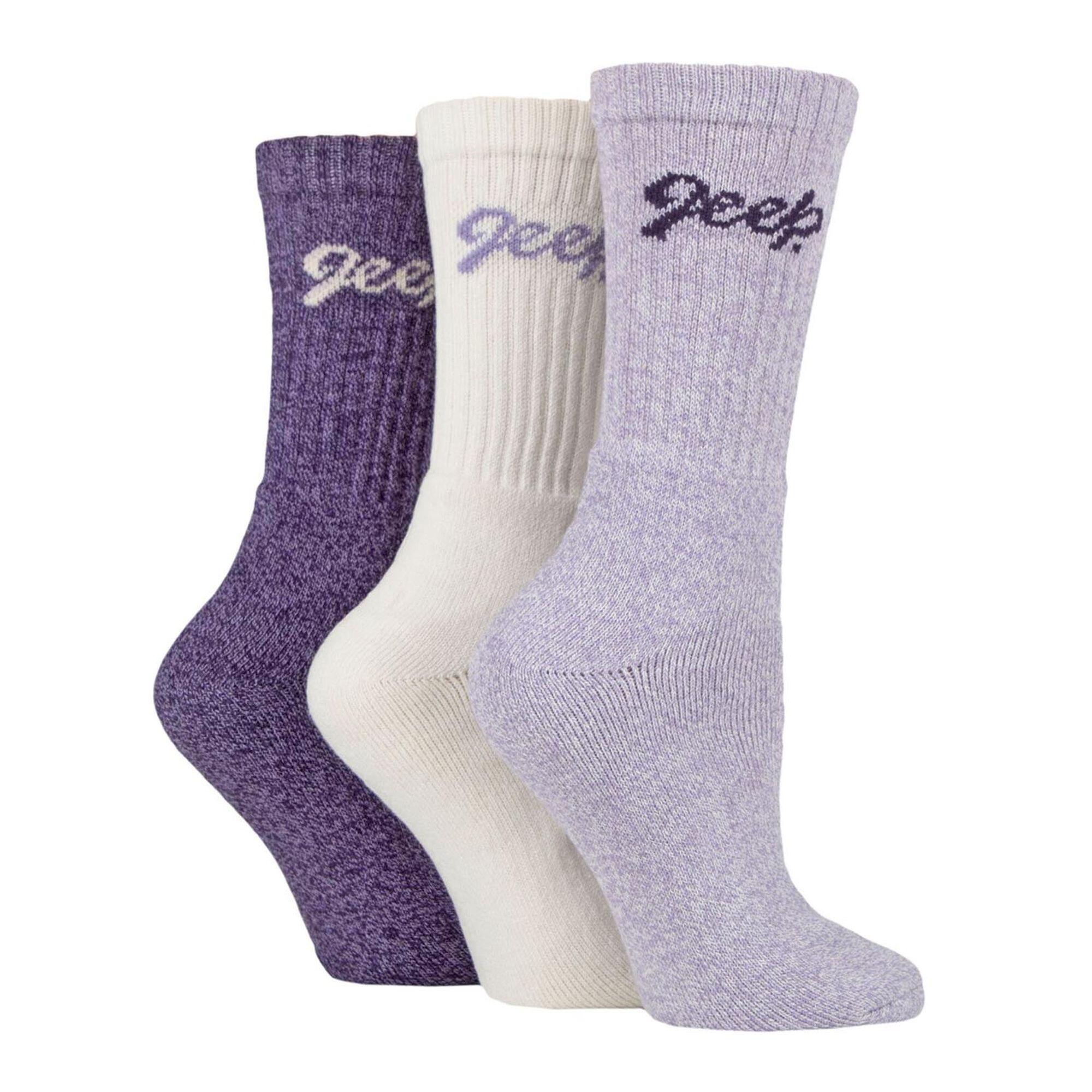 Ladies Ribbed Outdoor Boot Socks - 3 Pack, Reinforced Heel and Toe Hiking Socks 3/3