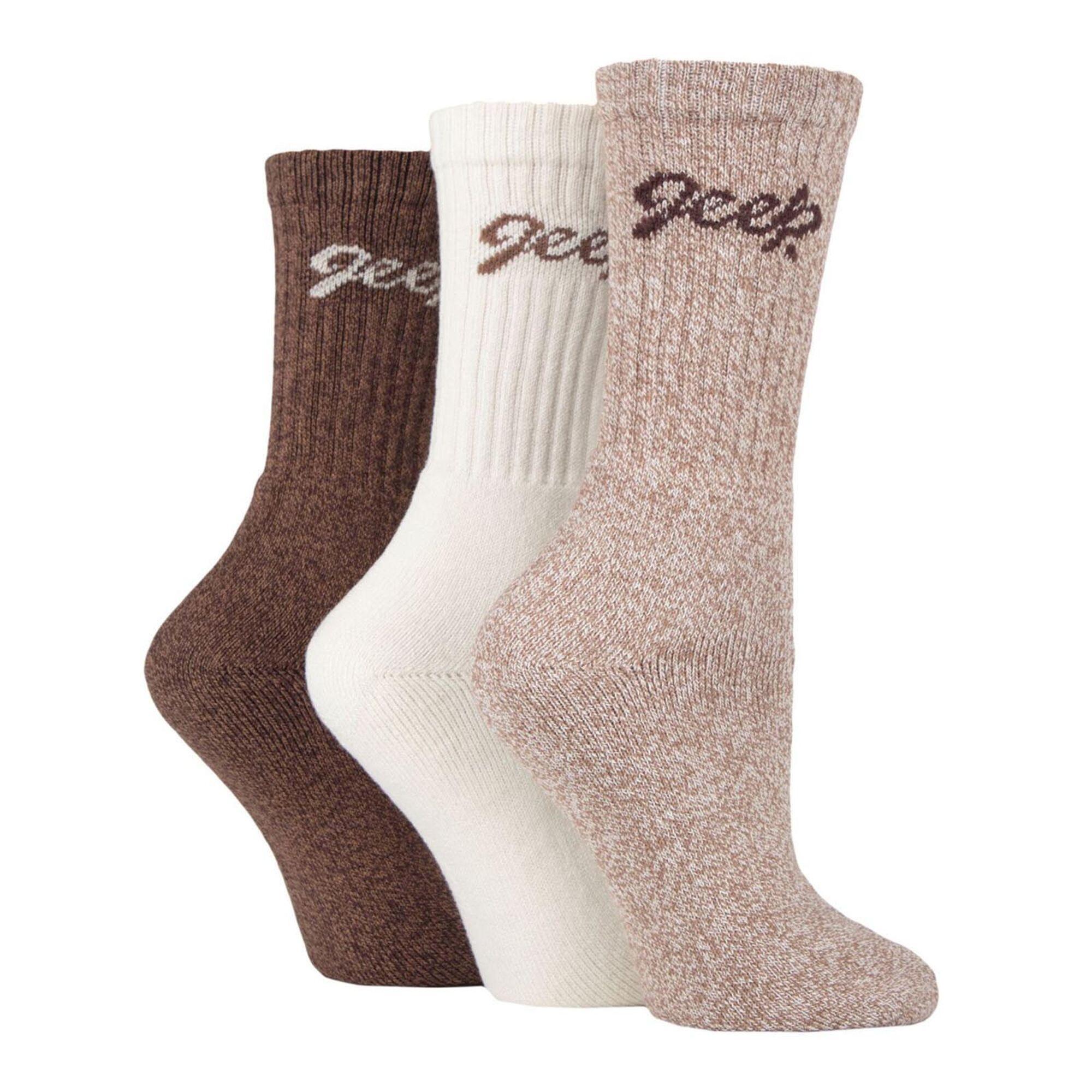 Lot de 3 paires de chaussettes côtelées en coton majoritaire pour femme 3/4