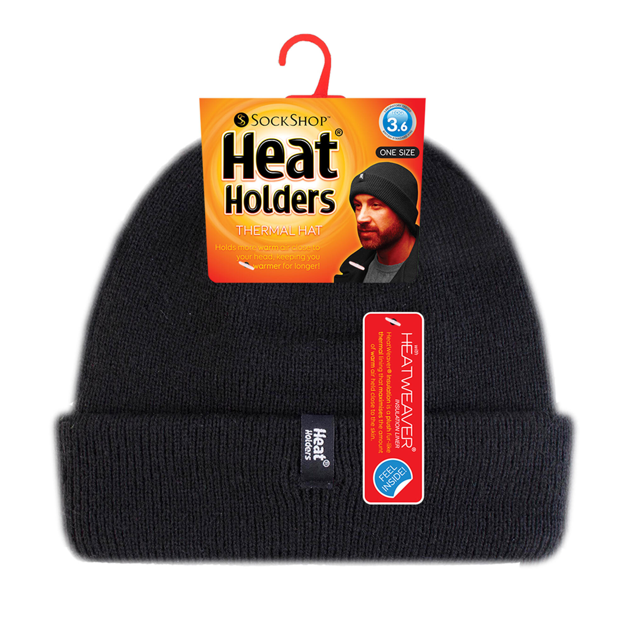 Mens 3.6 TOG Fleece Lined Thermal Turn Over Cuff Winter Beanie Hat 2/5