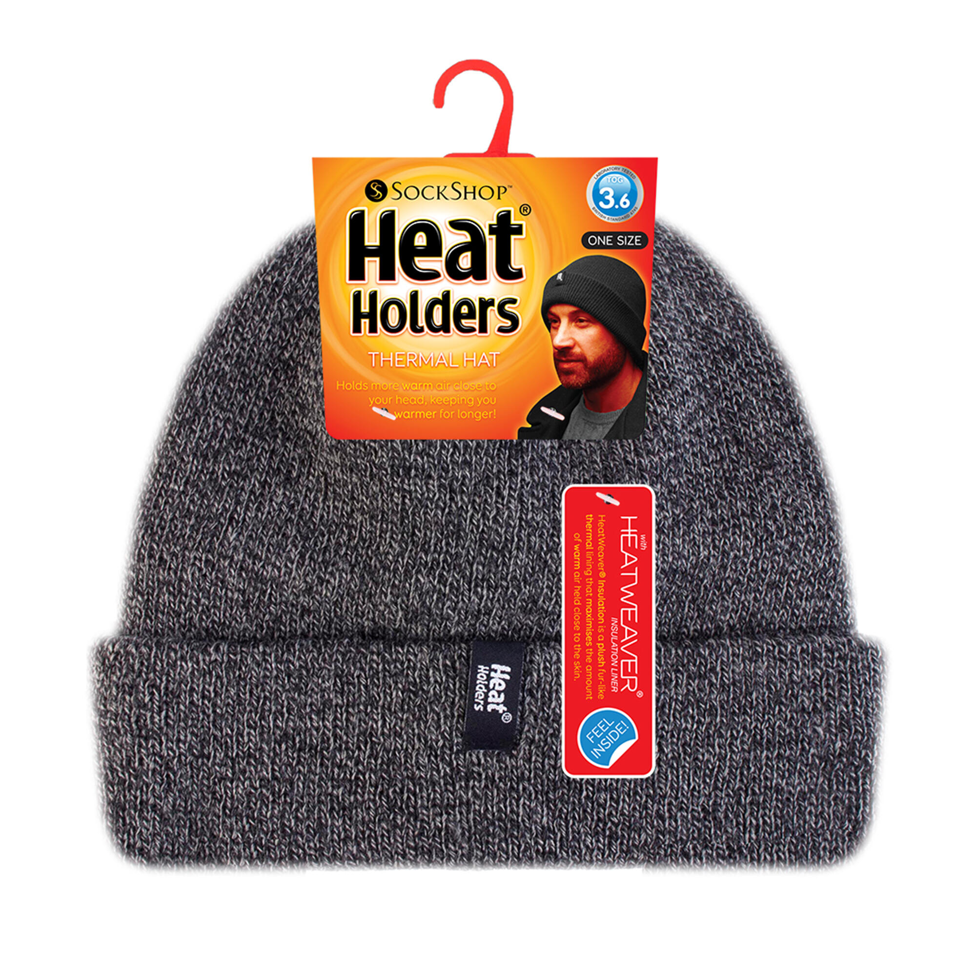 Mens 3.6 TOG Fleece Lined Thermal Turn Over Cuff Winter Beanie Hat 2/5