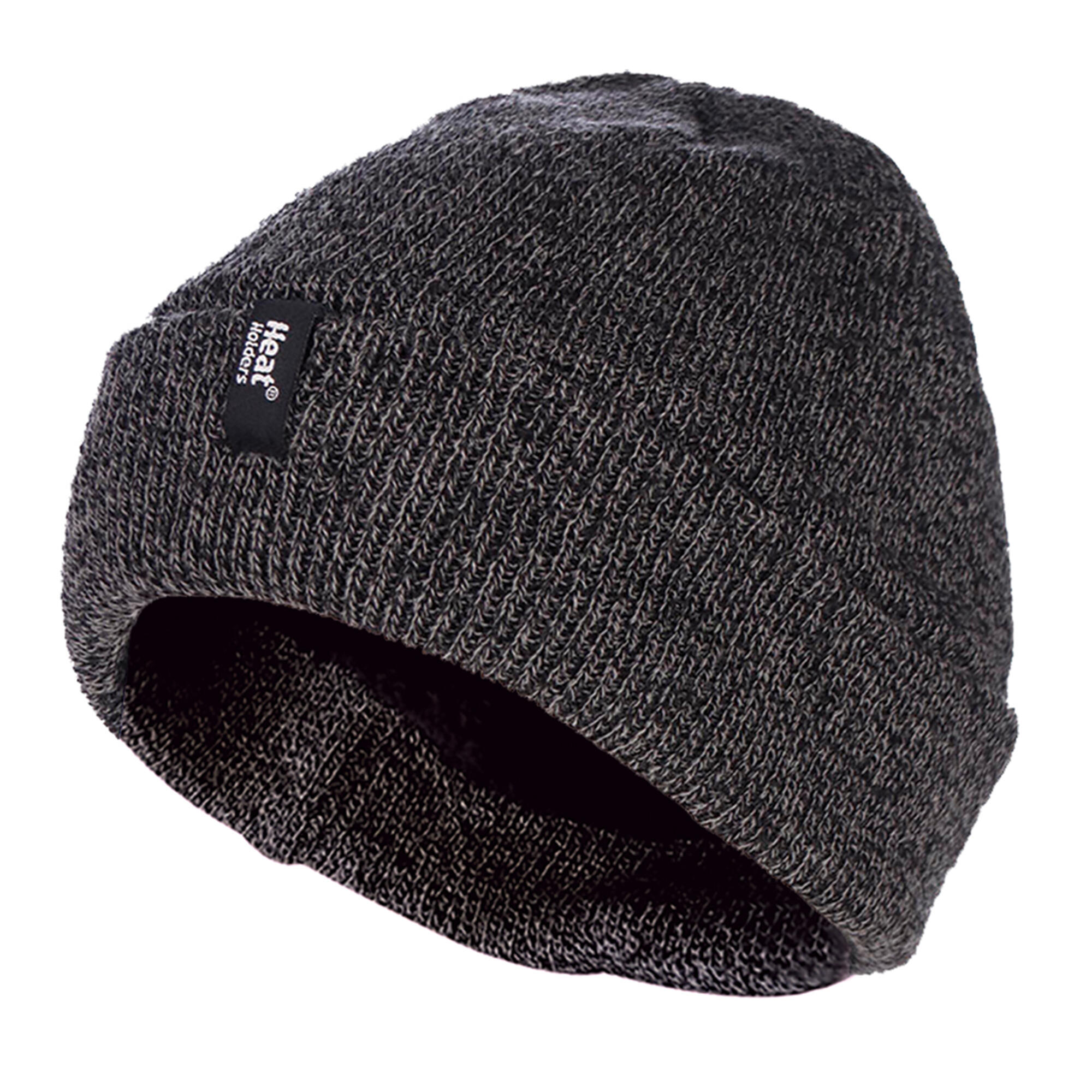 HEAT HOLDERS Mens 3.6 TOG Fleece Lined Thermal Turn Over Cuff Winter Beanie Hat