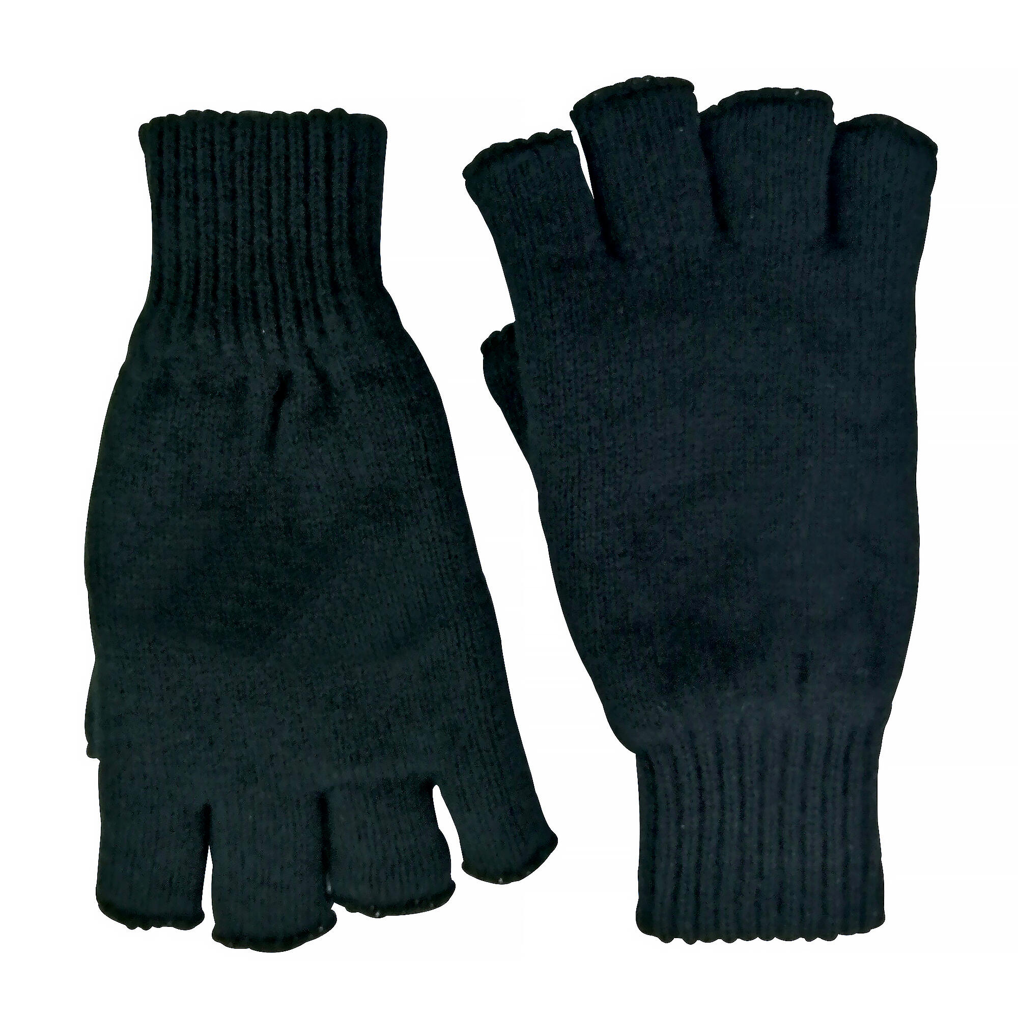 Mens 3M Thinsulate Thermal Insulated Black Fingerless Gloves 3/5