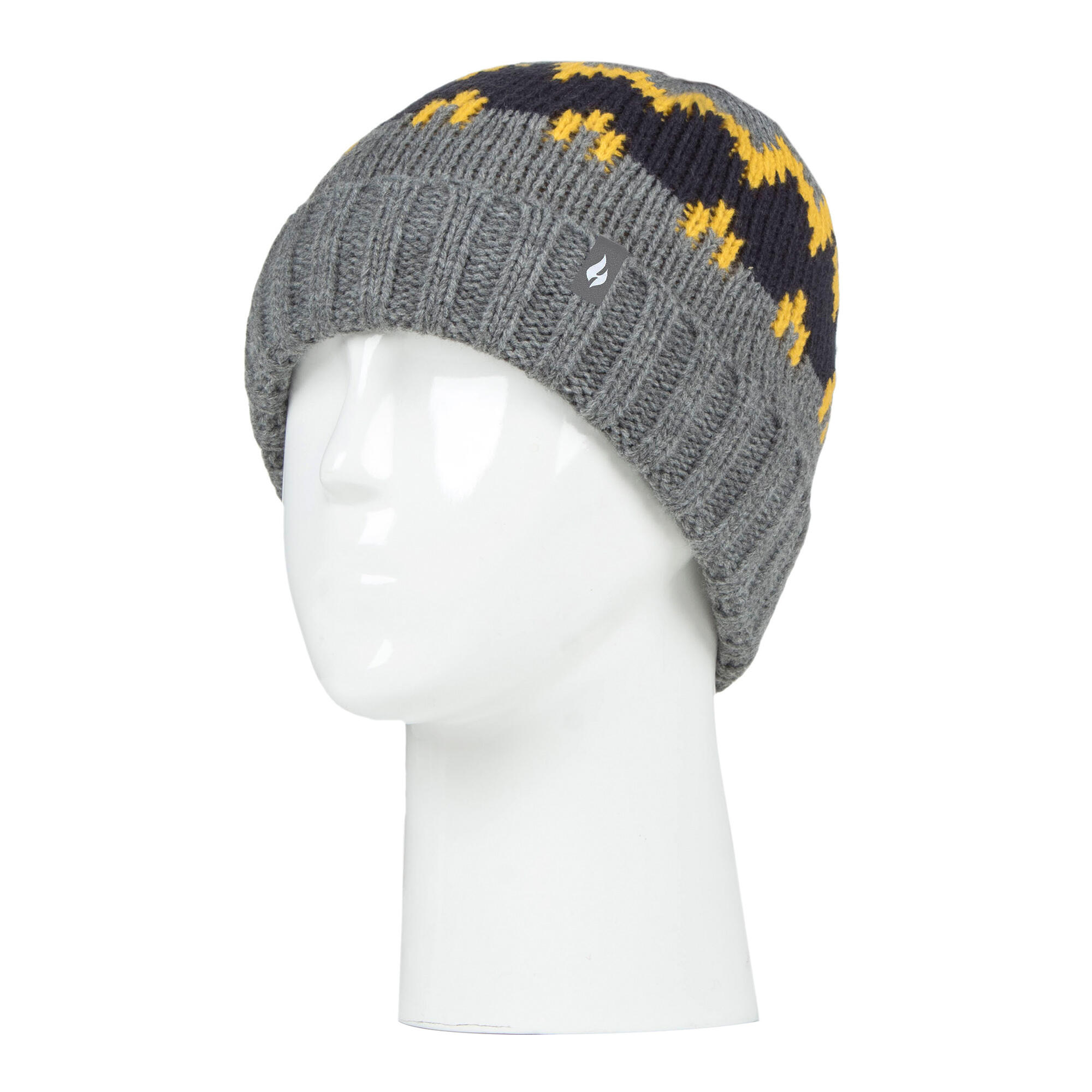 Boys Thick Ribbed Patterned Knitted Soft Beanie Hat 3/4