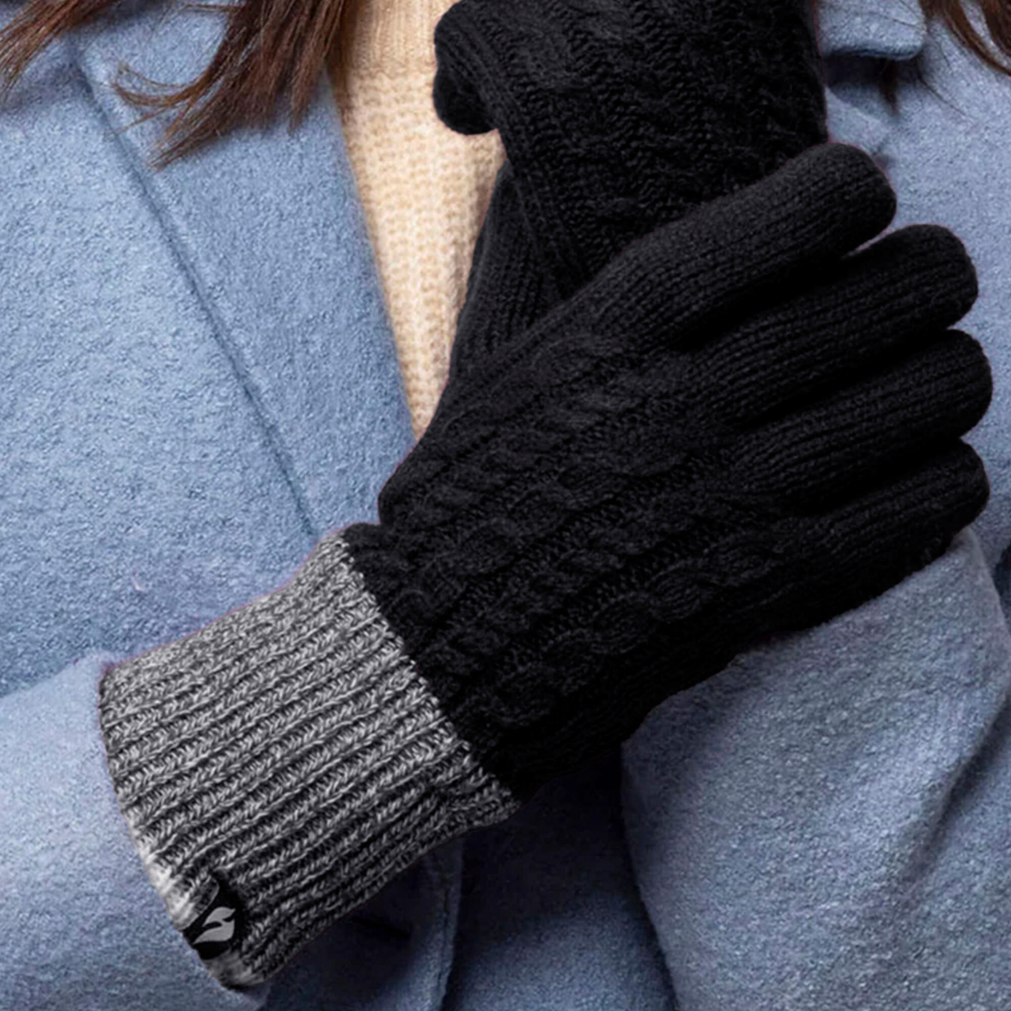 Womens Patterned Fleece Lined Warm Thermal Gloves for Winter 3/5