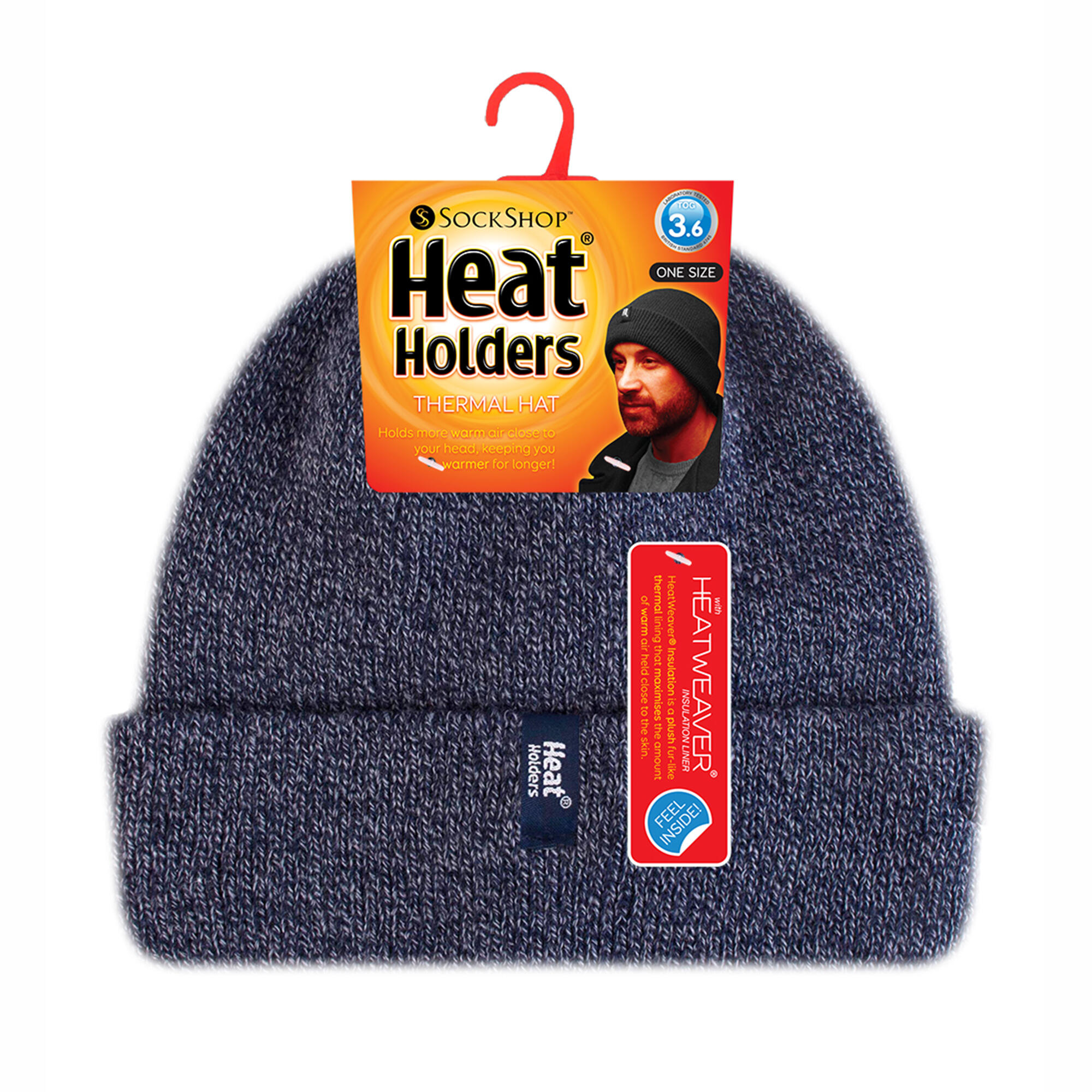 Mens 3.6 TOG Fleece Lined Thermal Turn Over Cuff Winter Beanie Hat 2/5