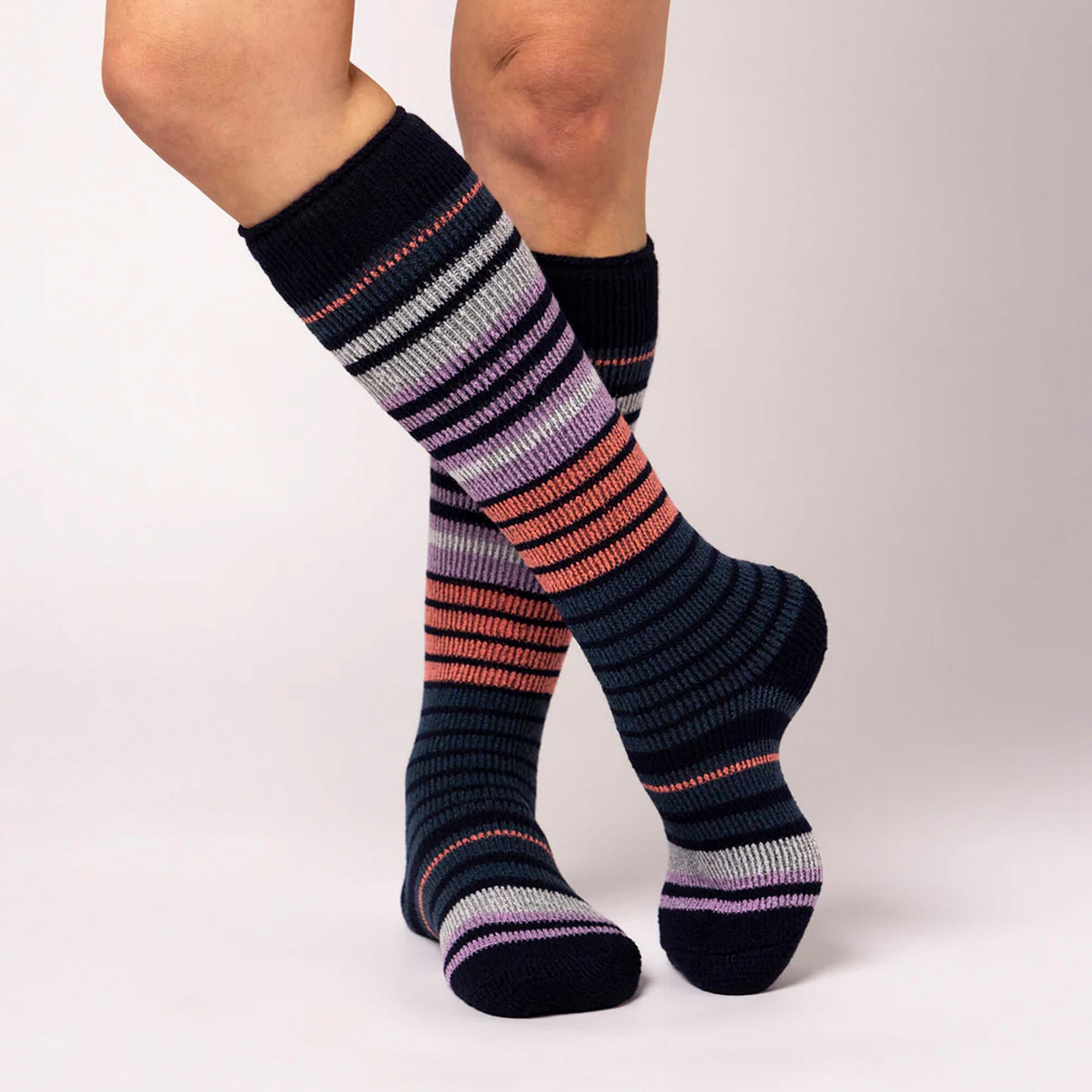Ladies Thermal Striped Ski Socks 3/4