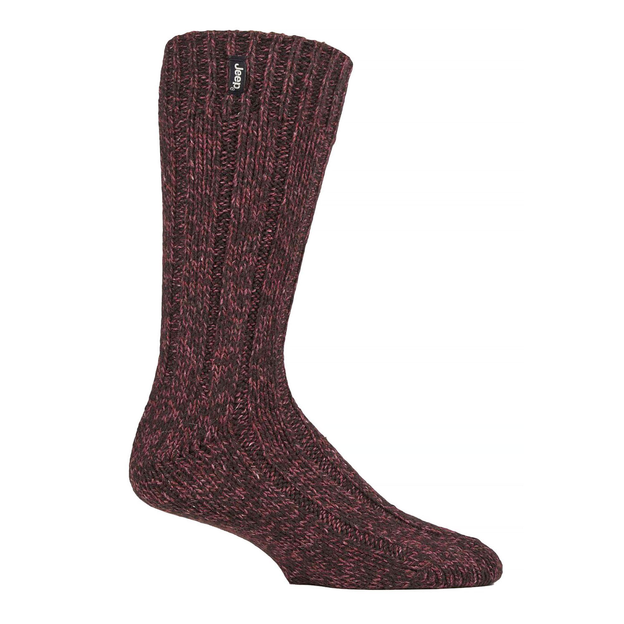 1 Pack Men's Ribbed Wool Hiking Socks | Knit Design Padded Boot Socks 3/3