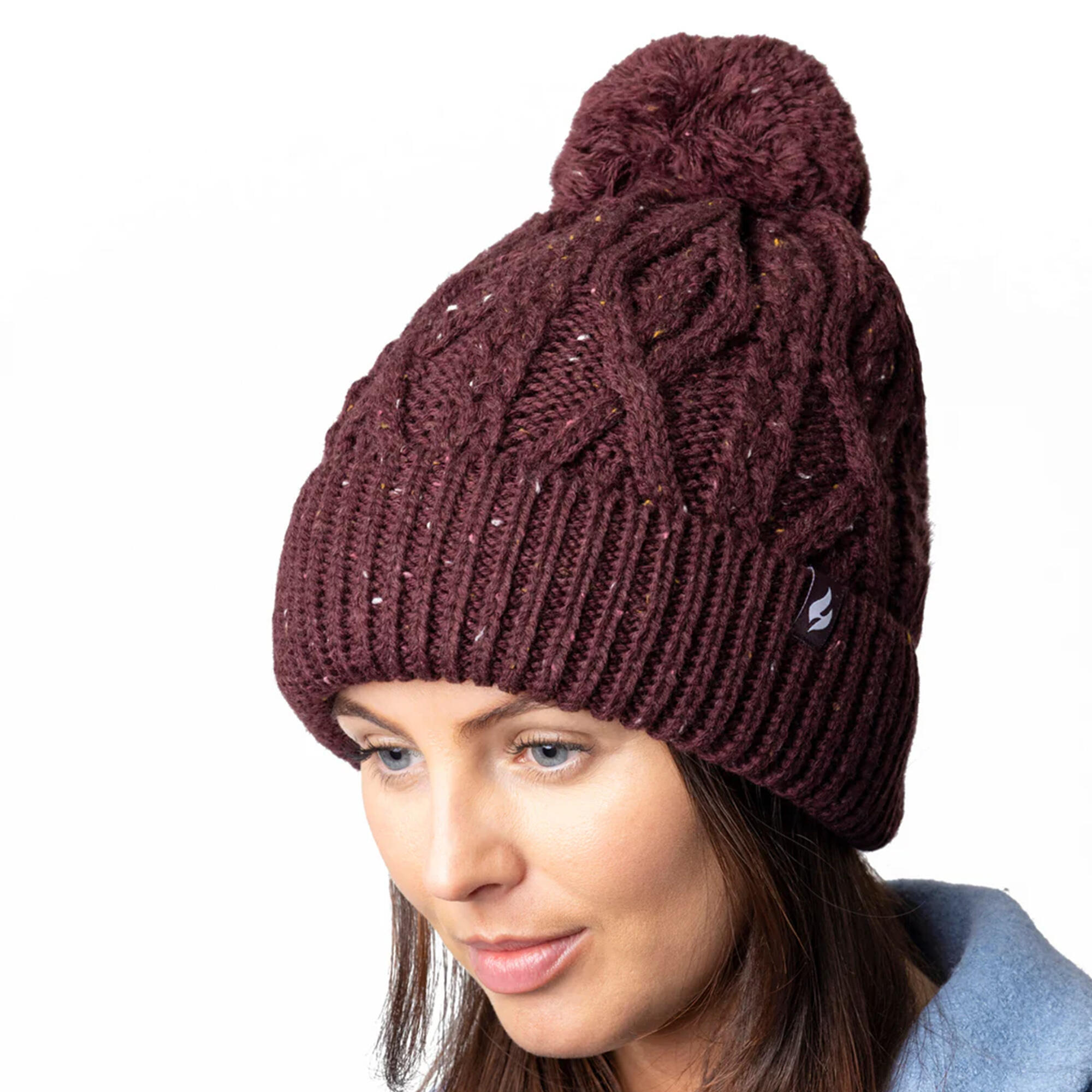 Cosy Pom Pom Bobble Hat for Women | Cable Knit Beanie with Fleece Lining 4/5