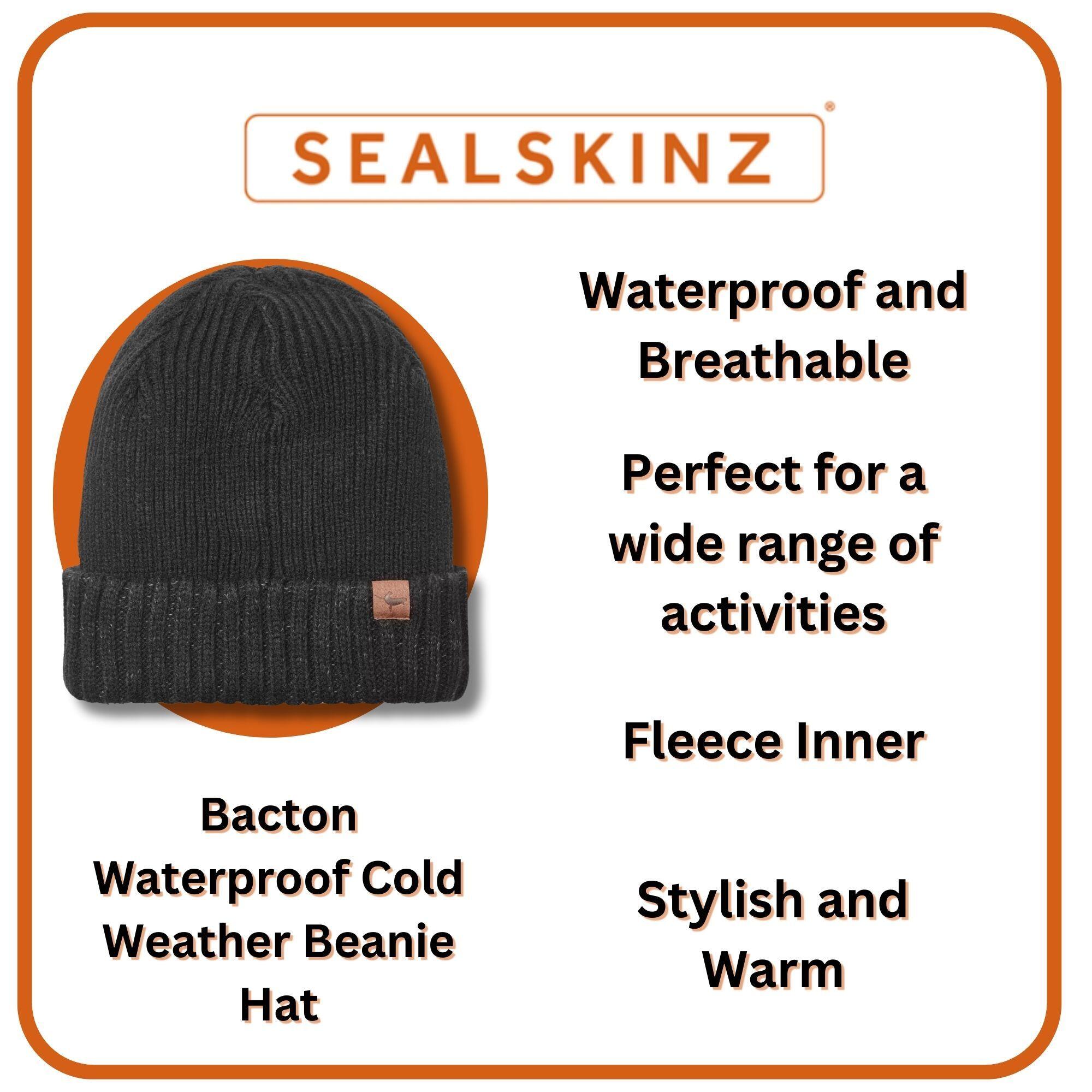Mens Waterproof Cold Weather Roll Cuff Beanie Hat 3/5