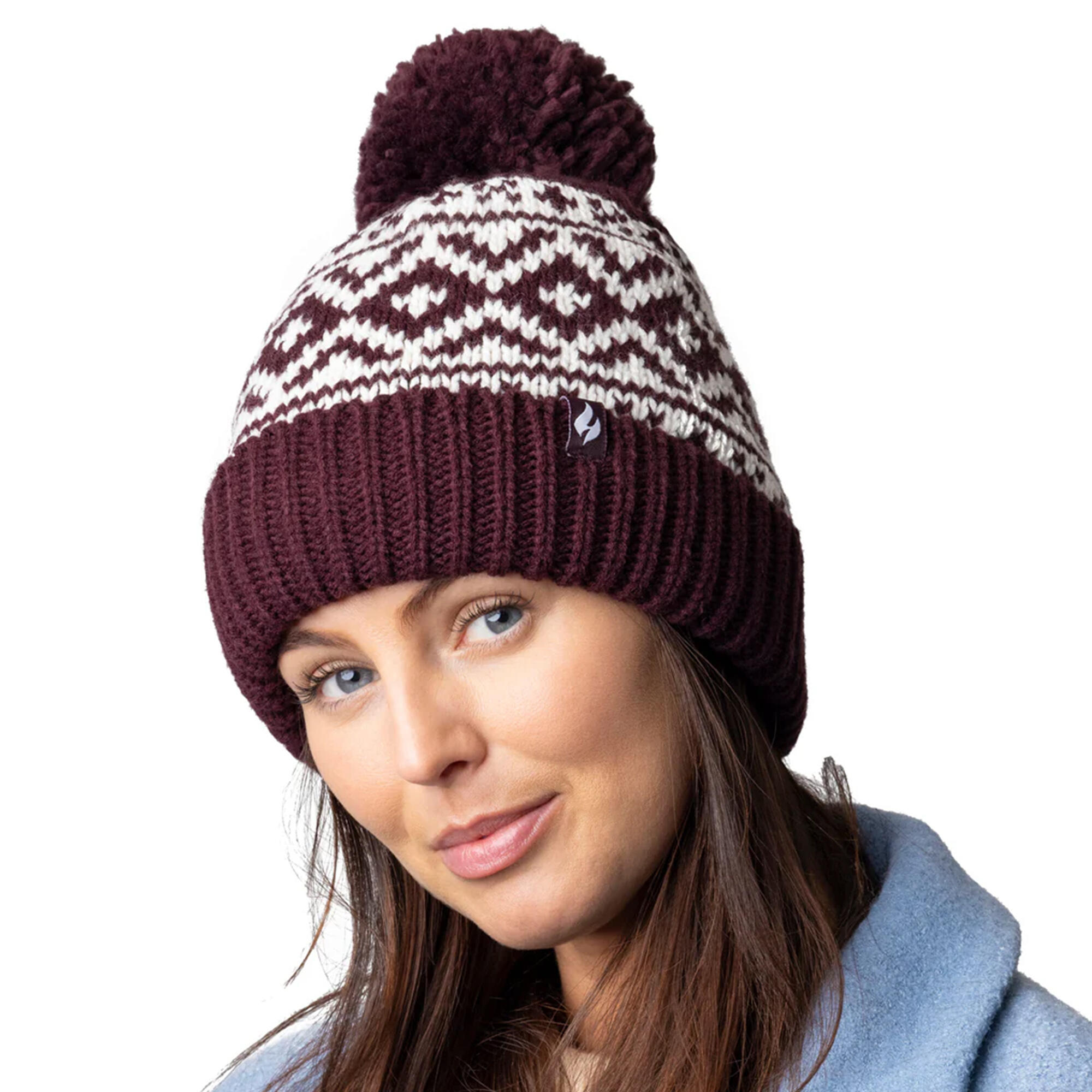 Cosy Patterned Bobble Hat for Women | Cable Knit Beanie with Fleece Lining 4/5