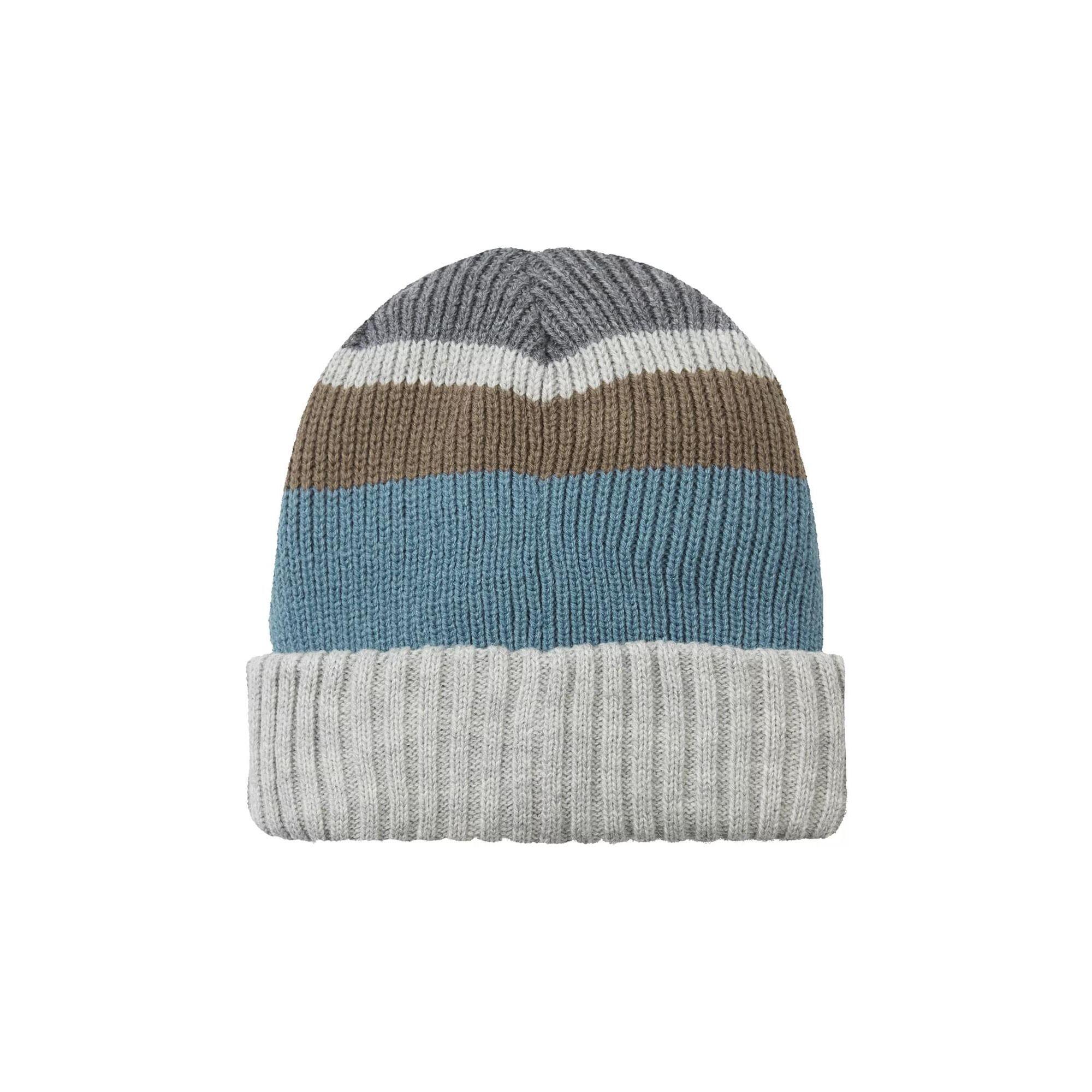 Mens & Ladies Waterproof Thermal Roll Cuff Striped Beanie Hat 2/3