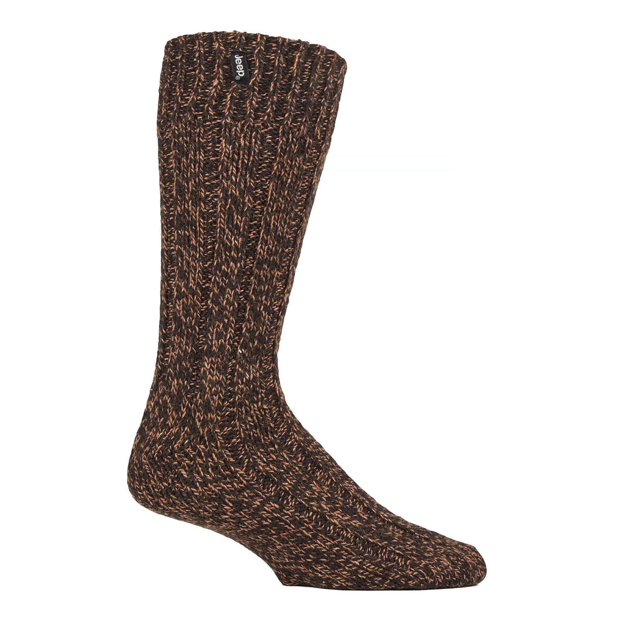 Chaussettes de randonnée côtelées en laine mélangée pour hommes 3/4