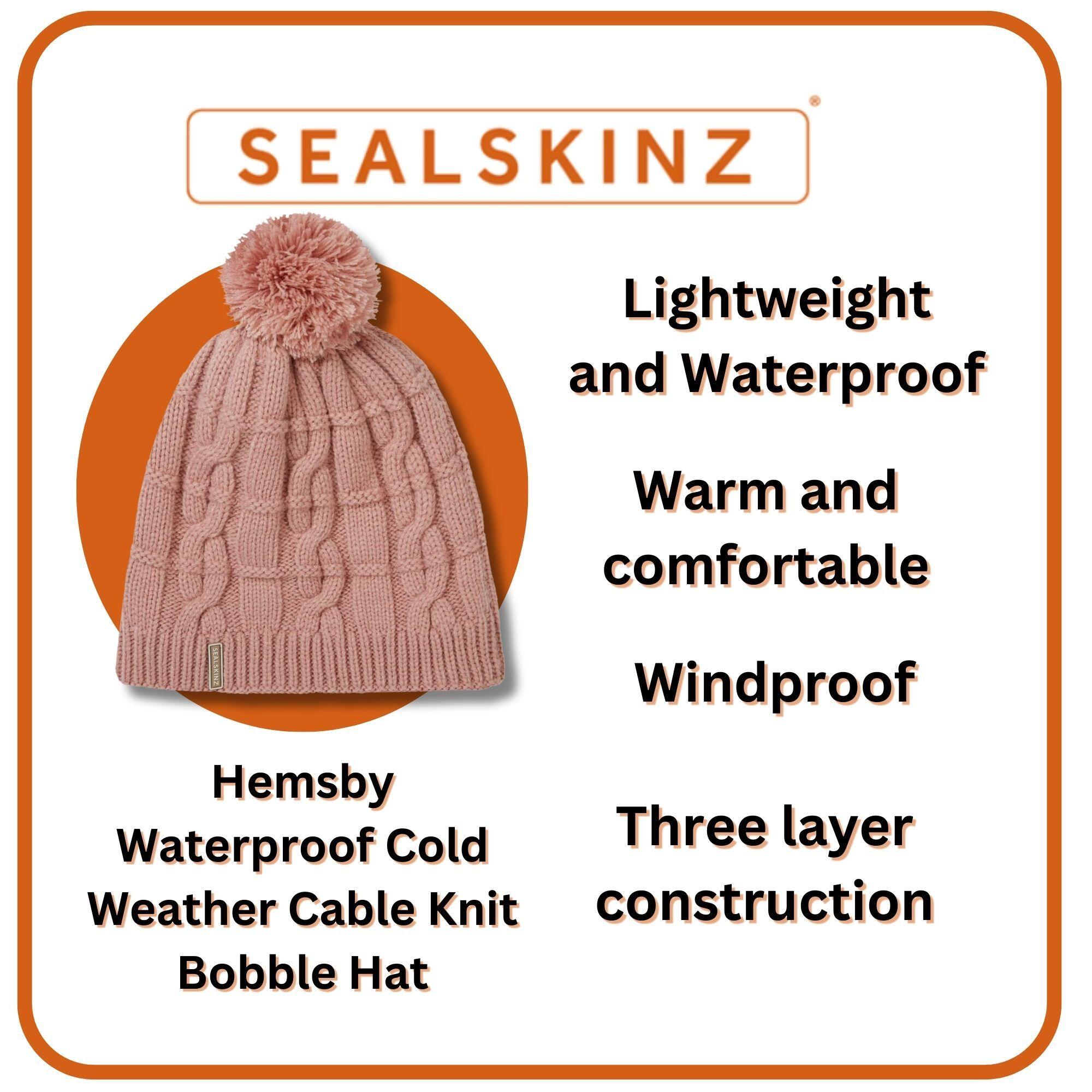 Mens & Ladies Waterproof Cold Weather Cable Knit Bobble Hat 3/3