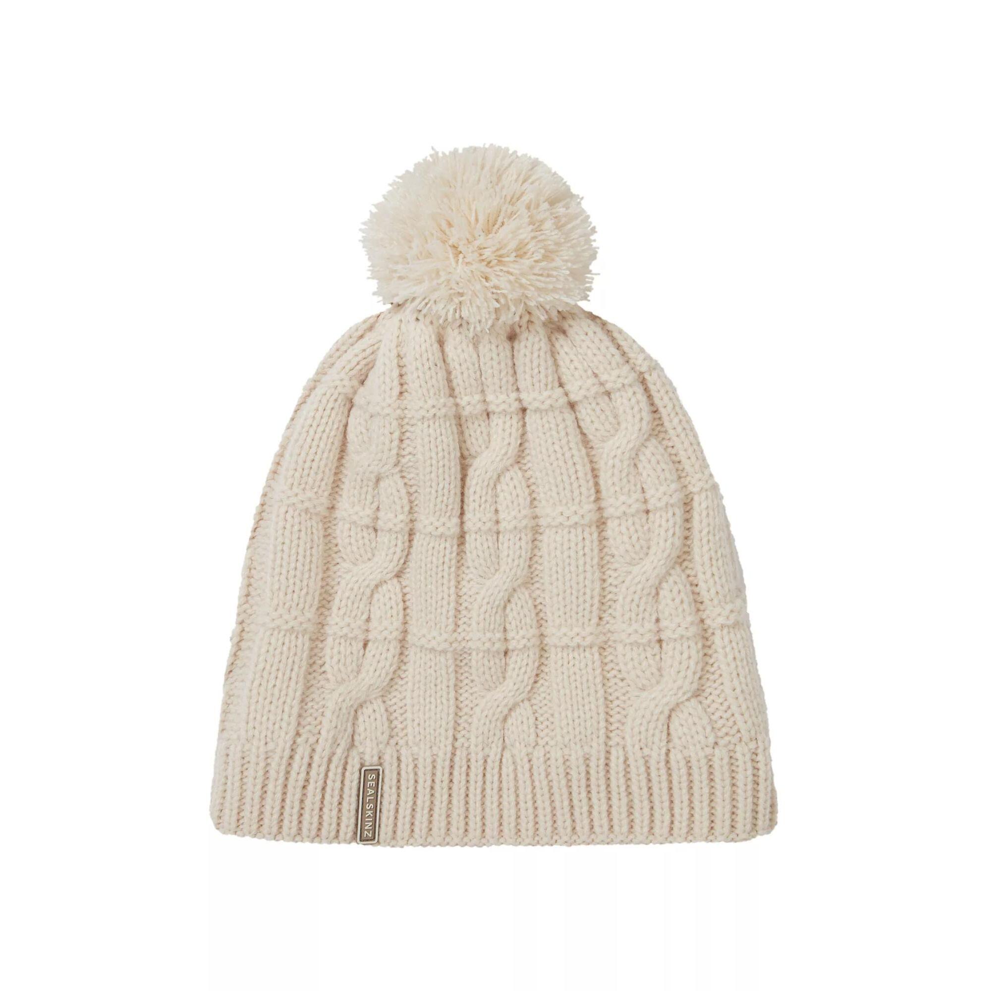 SEALSKINZ Mens & Ladies Waterproof Cold Weather Cable Knit Bobble Hat
