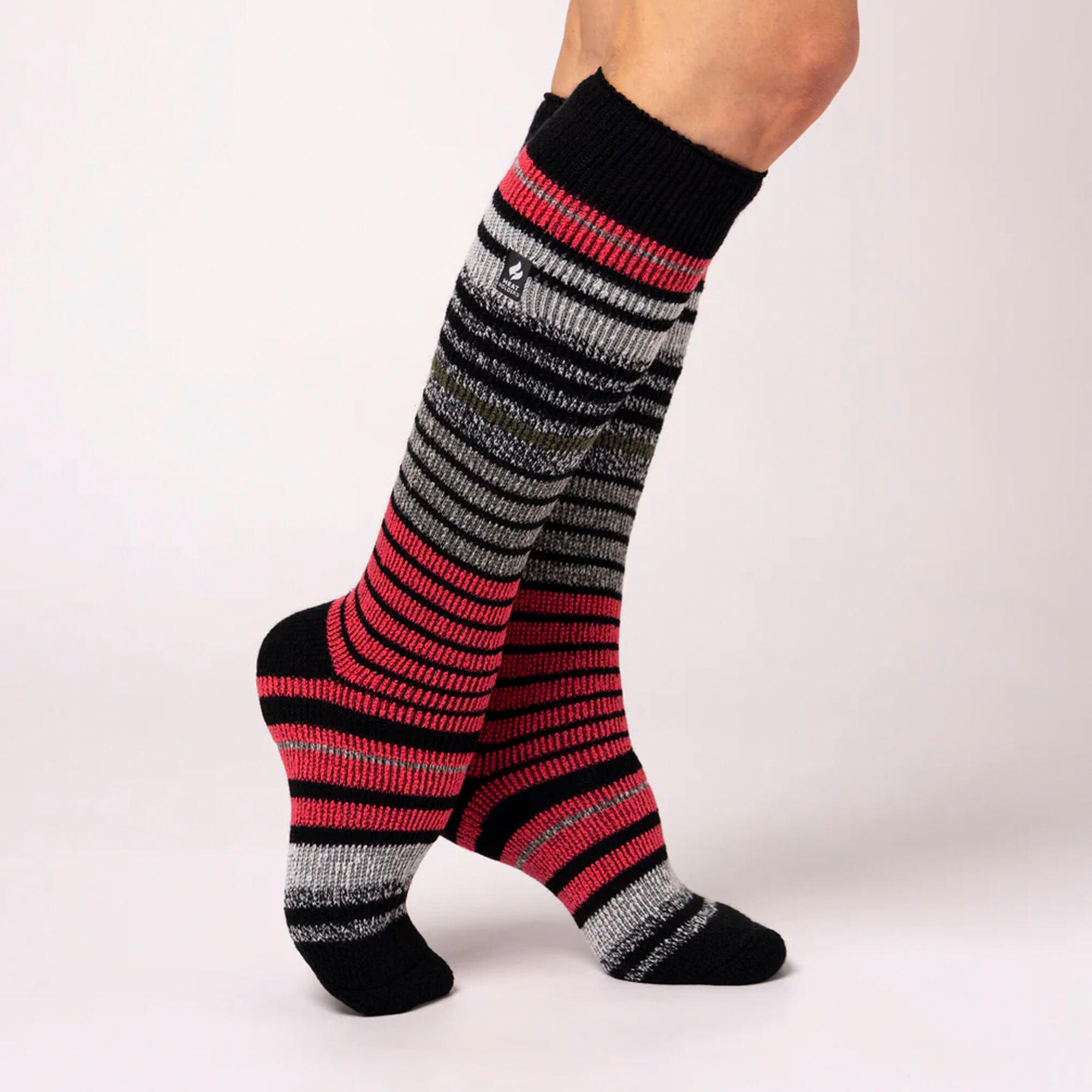 Ladies Thermal Striped Ski Socks 3/4