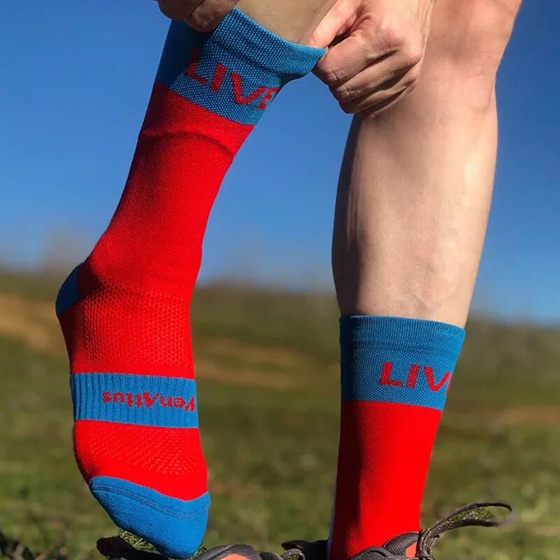 Chausettes de Running á compression moyenne LIBERTAS bleu-rouge 3/3