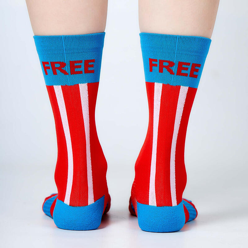 Chausettes de Running á compression moyenne LIBERTAS bleu-rouge 2/3