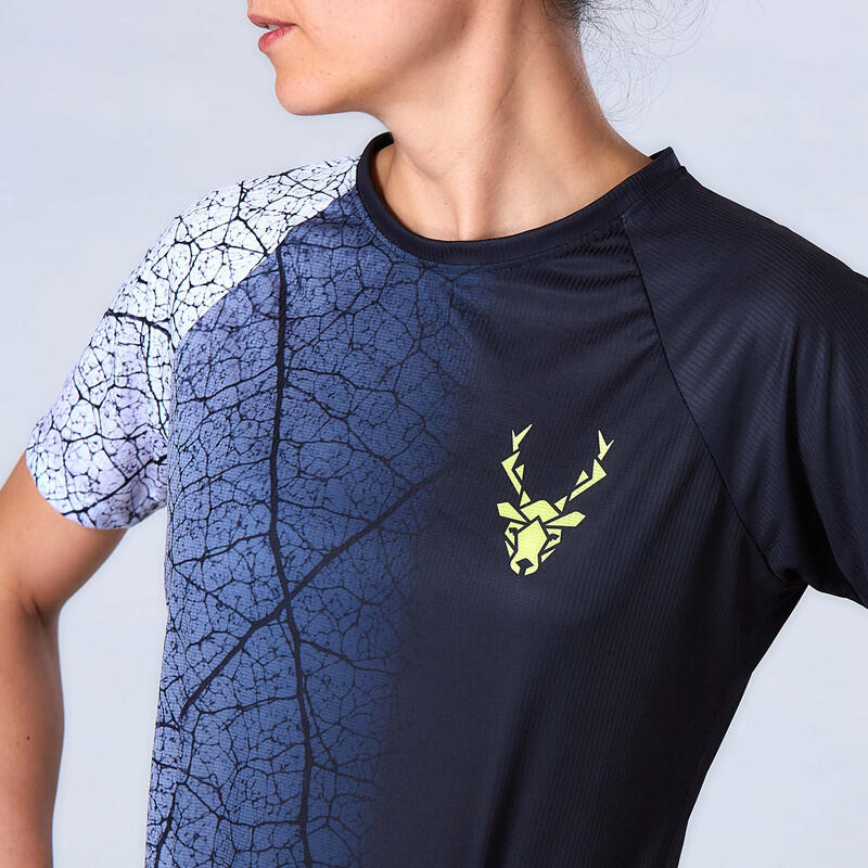 T-shirt de Running Trail Femme Jerge Noir Blanc 2/7
