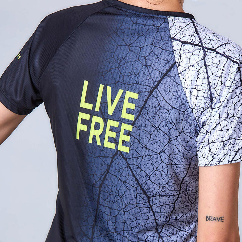 T-shirt de Running Trail Femme Jerge Noir Blanc 3/7