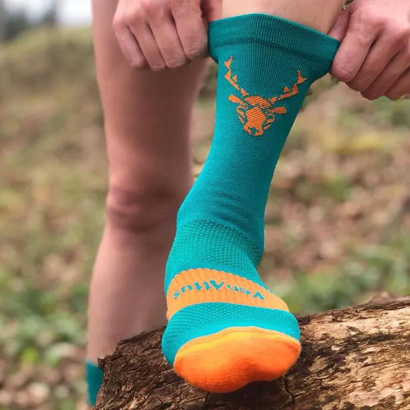 Chausettes de Running á compression moyenne VENATTUS MONTE bleu-orange 3/3