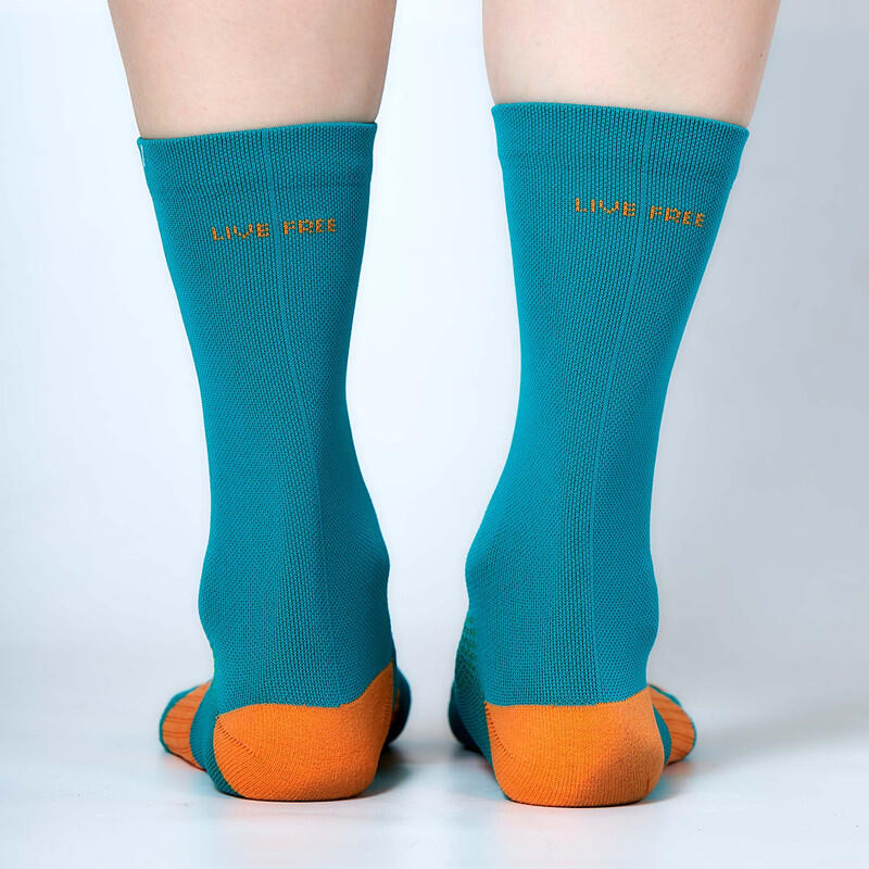 Chausettes de Running á compression moyenne VENATTUS MONTE bleu-orange 2/3