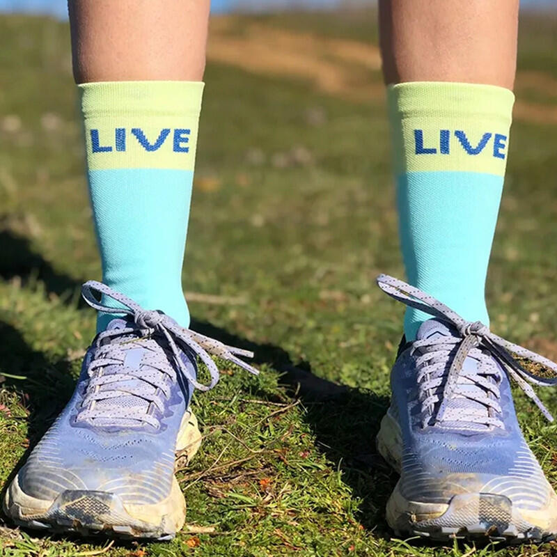 Chausettes de Running á compression moyenne VENATTUS LIBERTAS bleu-vert 3/3