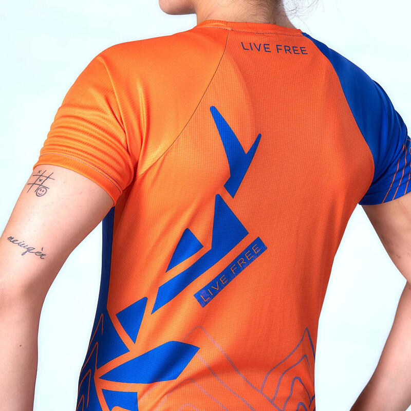 Hardloopshirt met korte mouwen voor dames Jano Blauw Oranje 3/7